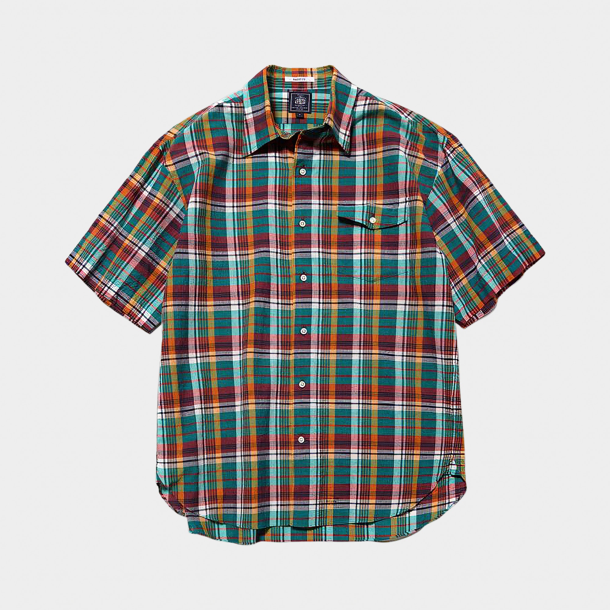 J.PRESS - INDIAN MADRAS CHECK HALF SLEEVE SHIRTS - Green