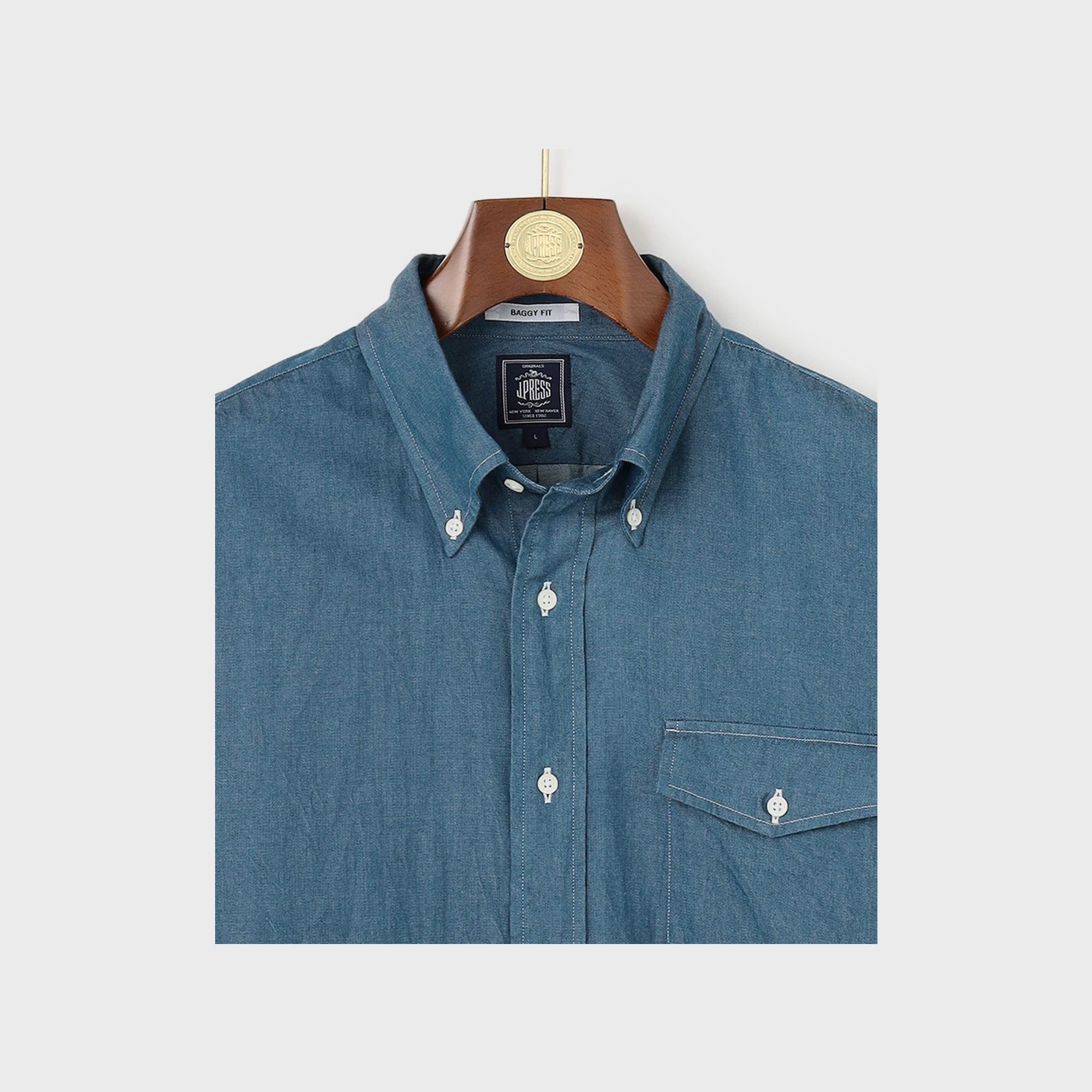 J.PRESS Light OZ Cotton Denim Shirt Baggy-Fit 4