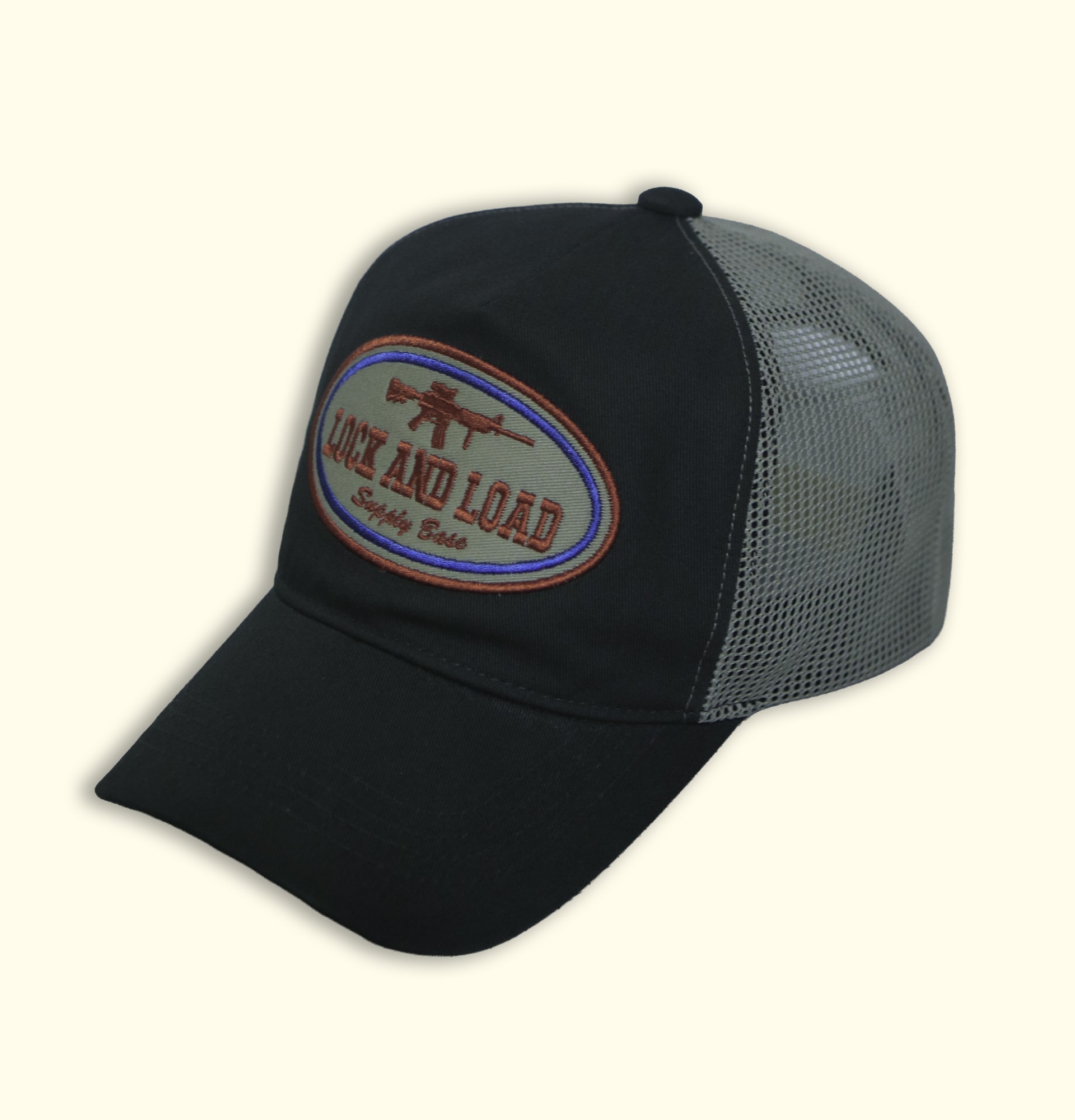 LOCK AND LOAD 5-PANEL MESH CAP CAHRCOLA / BEIGE