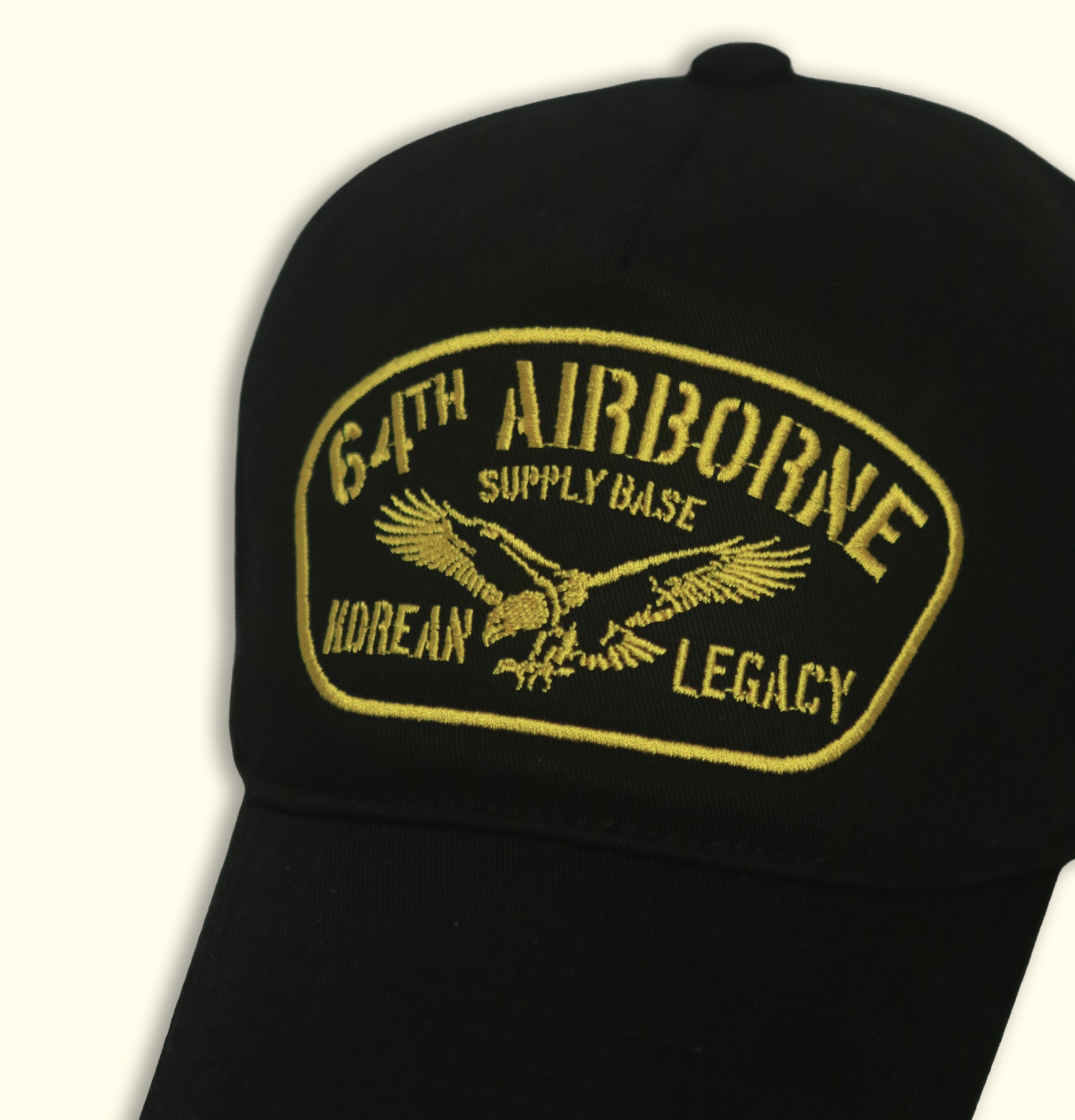 64TH AIRBORNE 5-PANEL TWILL CAP BLACK