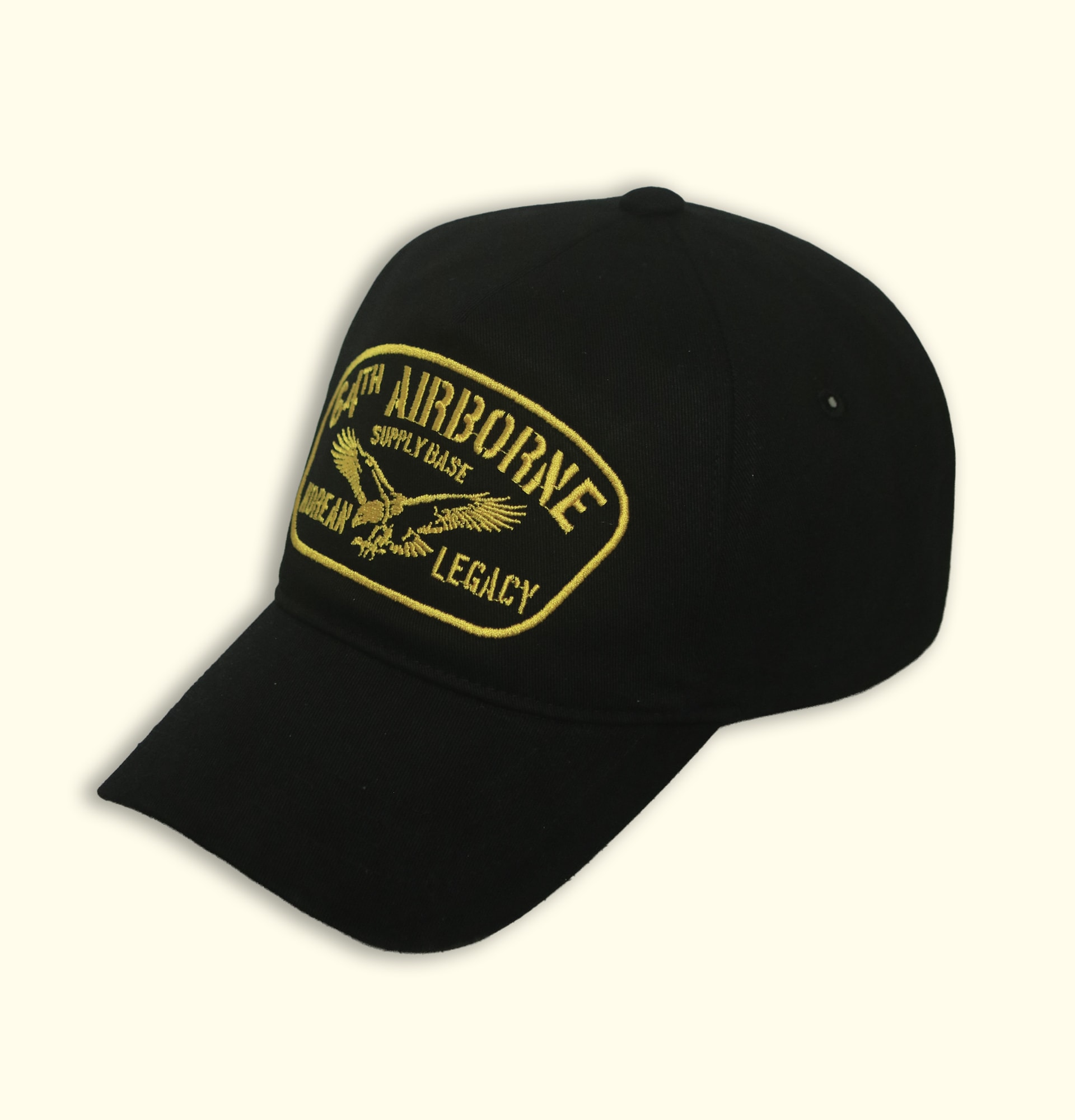 64TH AIRBORNE 5-PANEL TWILL CAP BLACK