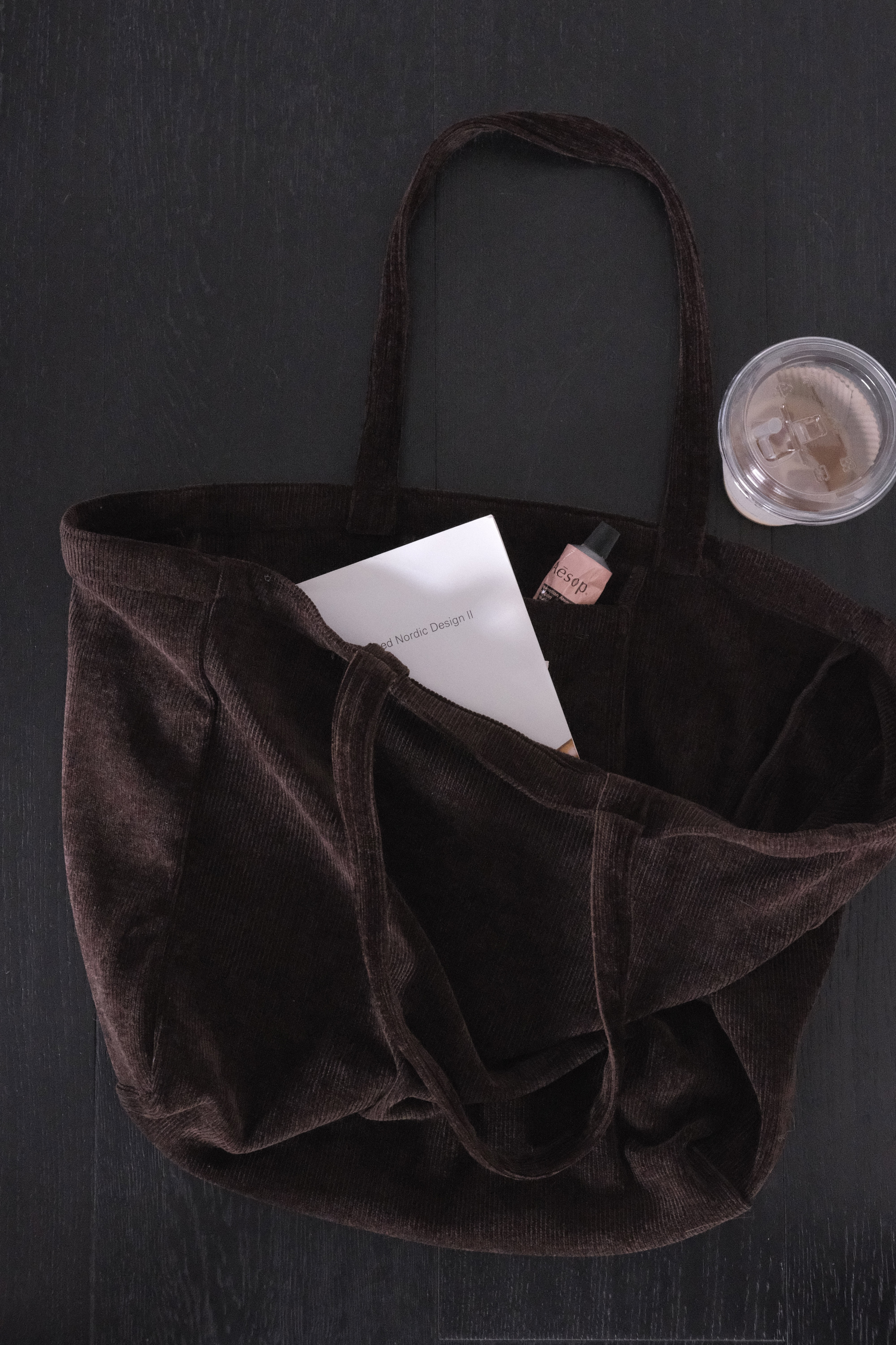 daily corduroy tote bag (deep brown)