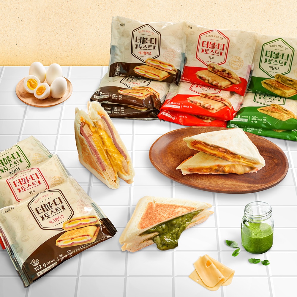 두 배로 맛있는 더블디 토스트 6개/9개묶음구성 (에그헴치즈/바질치즈/피자)