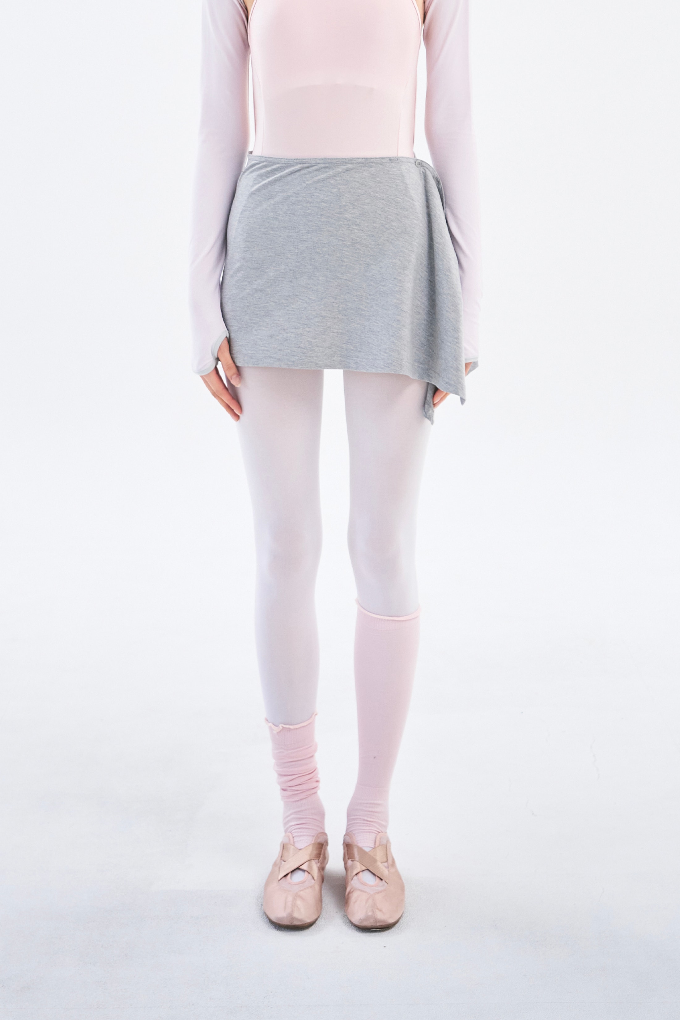 [2차 Reorder]Button Wrap Skirt _ Melange Grey