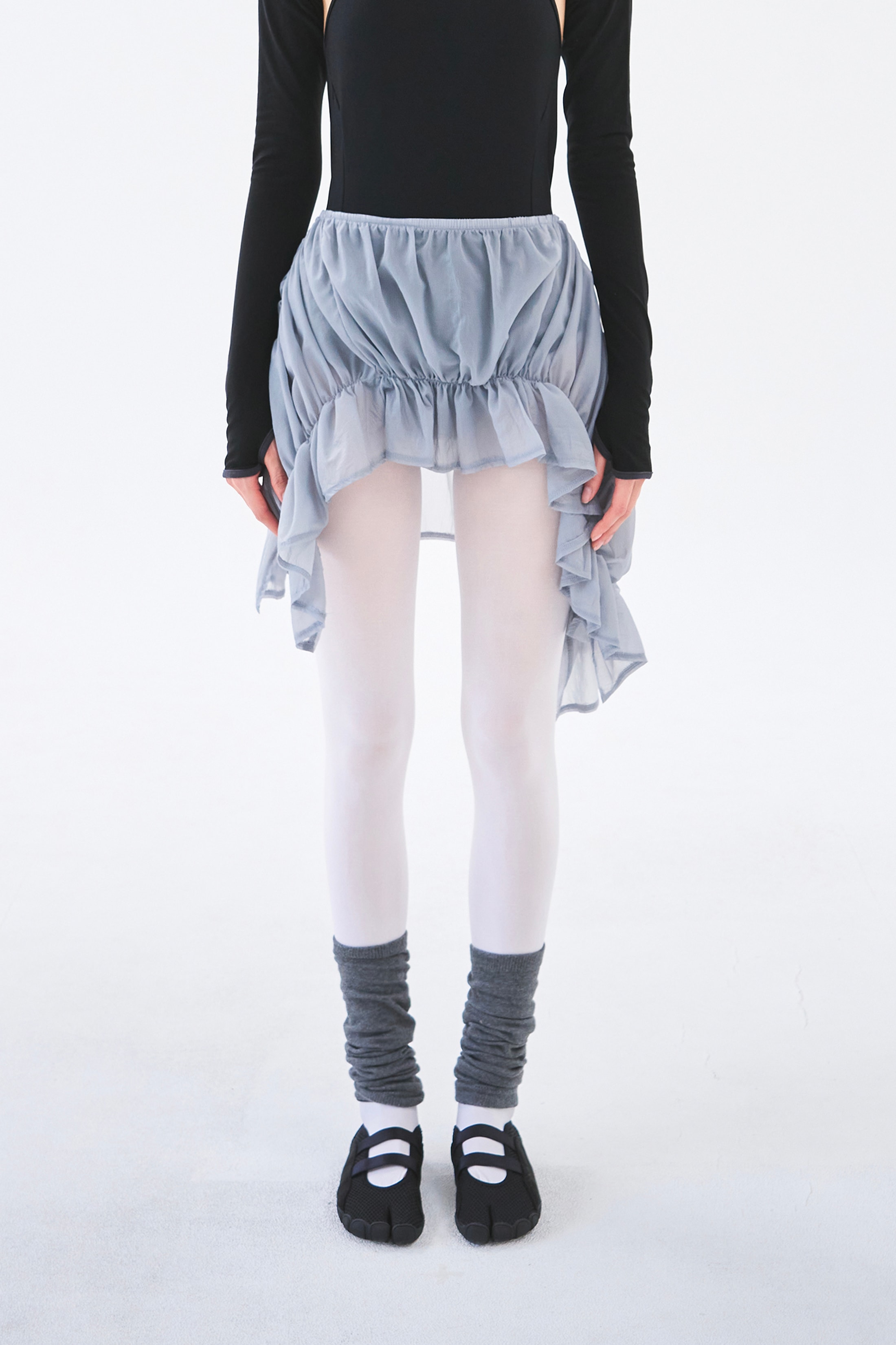 Sheer Coil Skirt _ Mist Grey