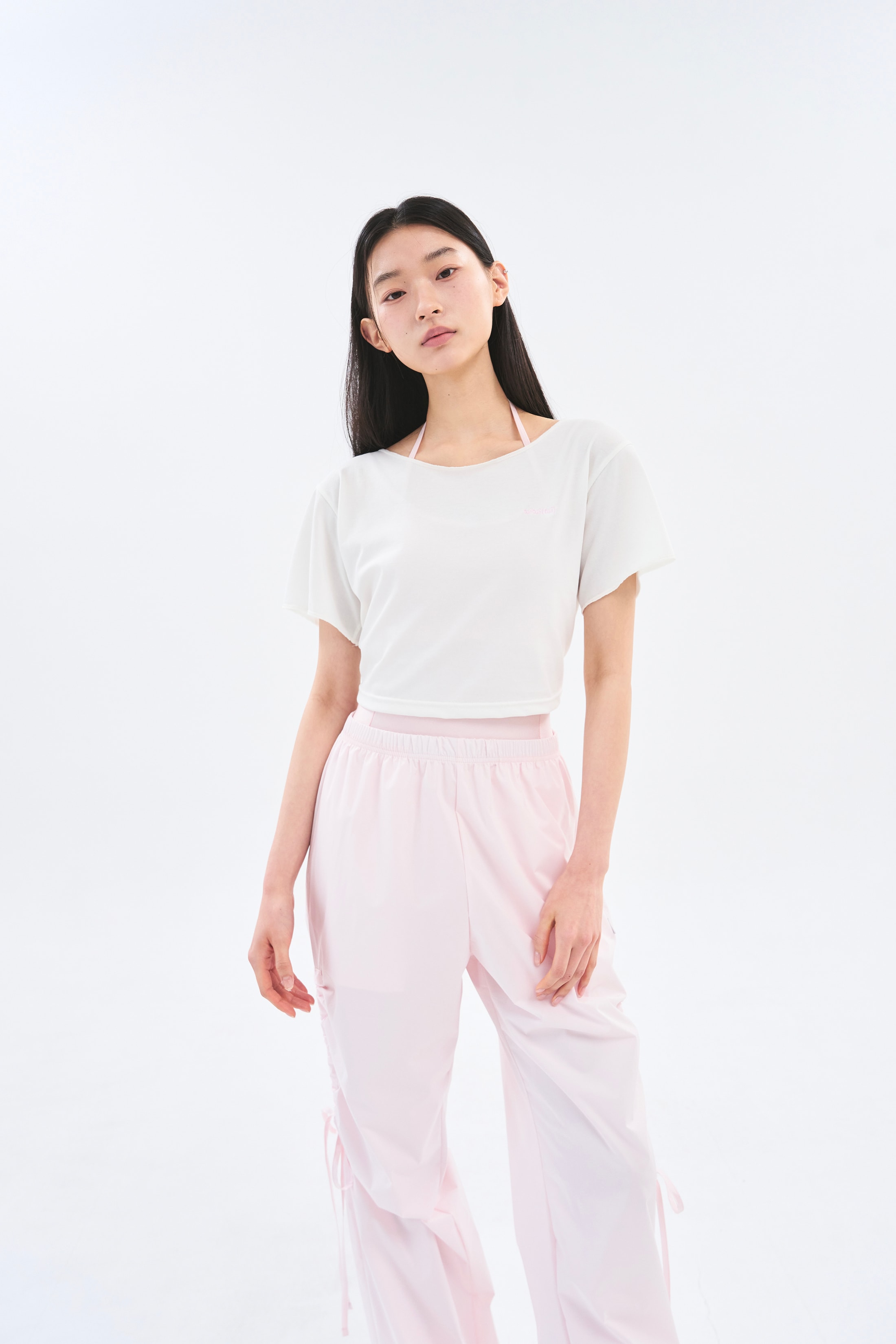 [Reorder]Bow Warm-up Pants _ Light Pink