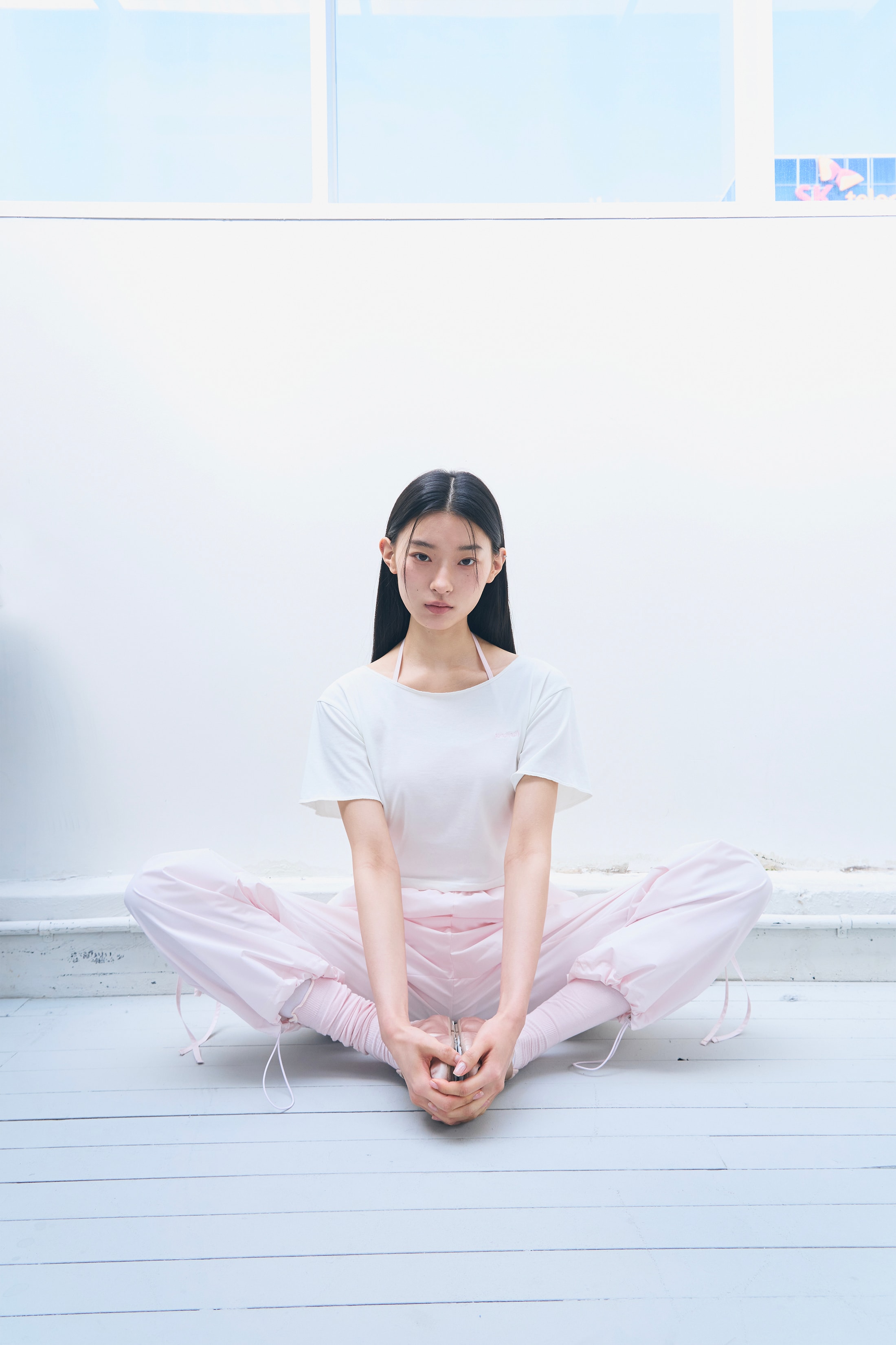 [Reorder]Bow Warm-up Pants _ Light Pink