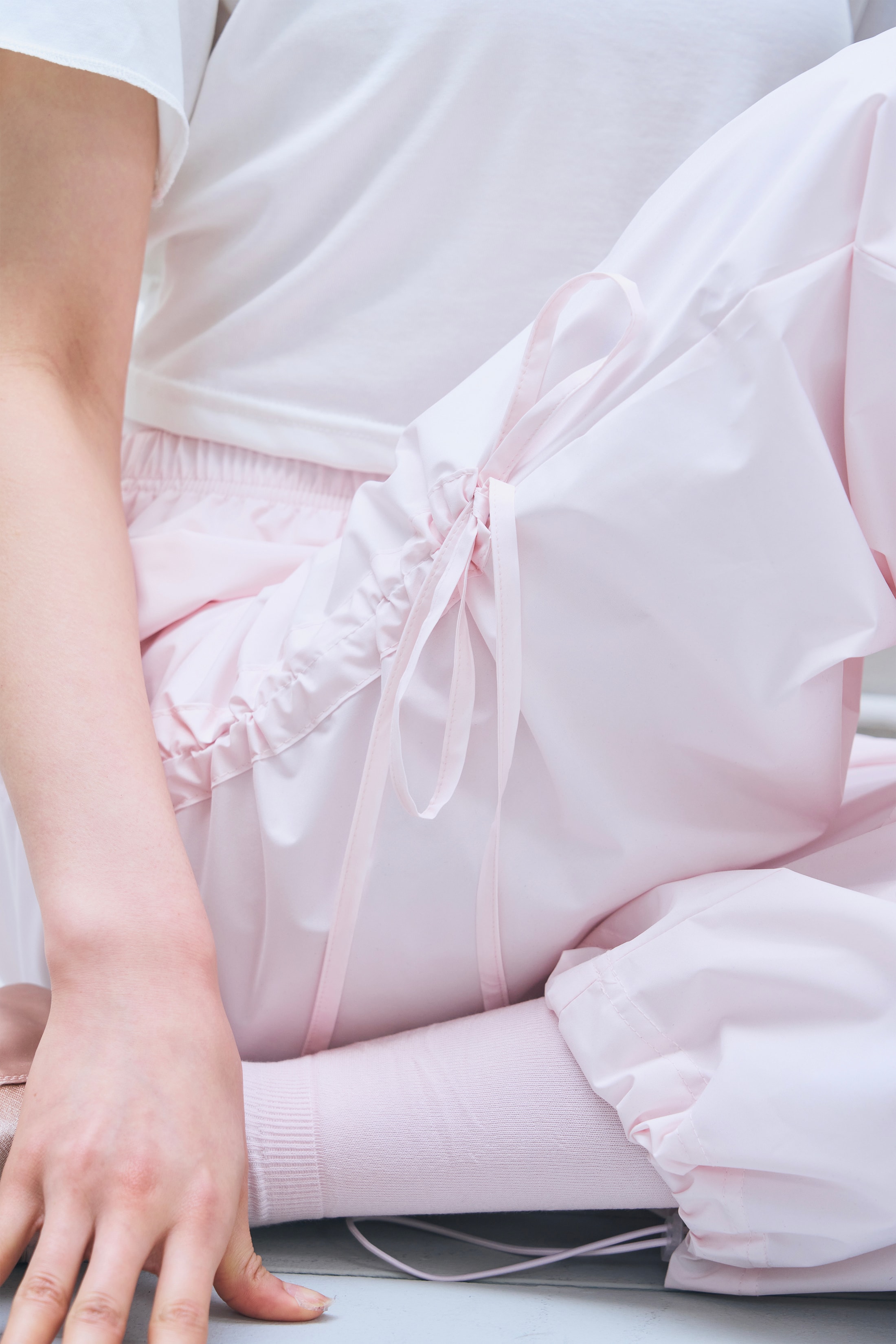 [Reorder]Bow Warm-up Pants _ Light Pink