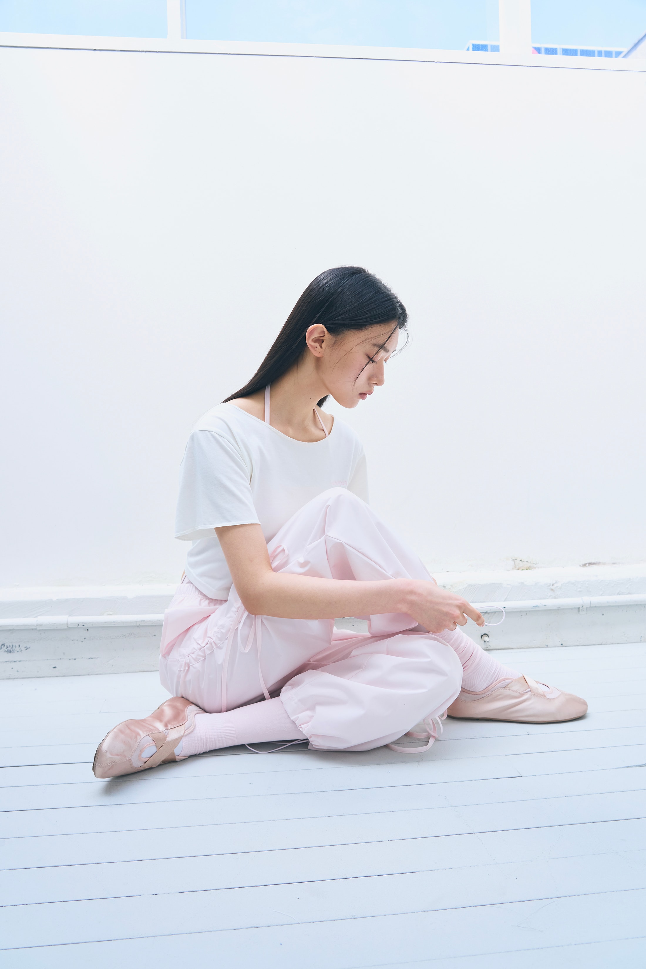 [Reorder]Bow Warm-up Pants _ Light Pink