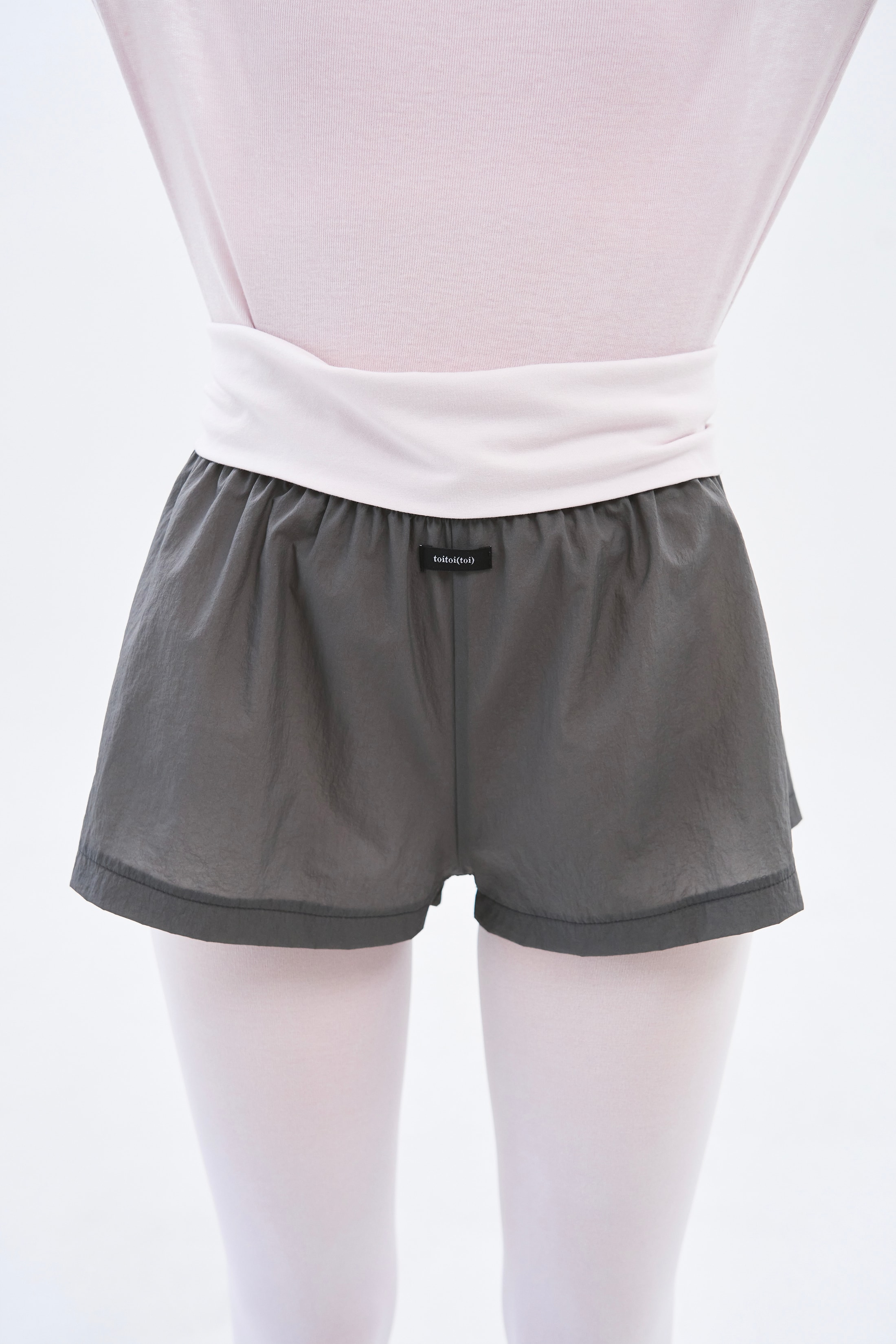 [6차 Reorder]Contrast Sheer Shorts _ Charcoal/Pale Pink