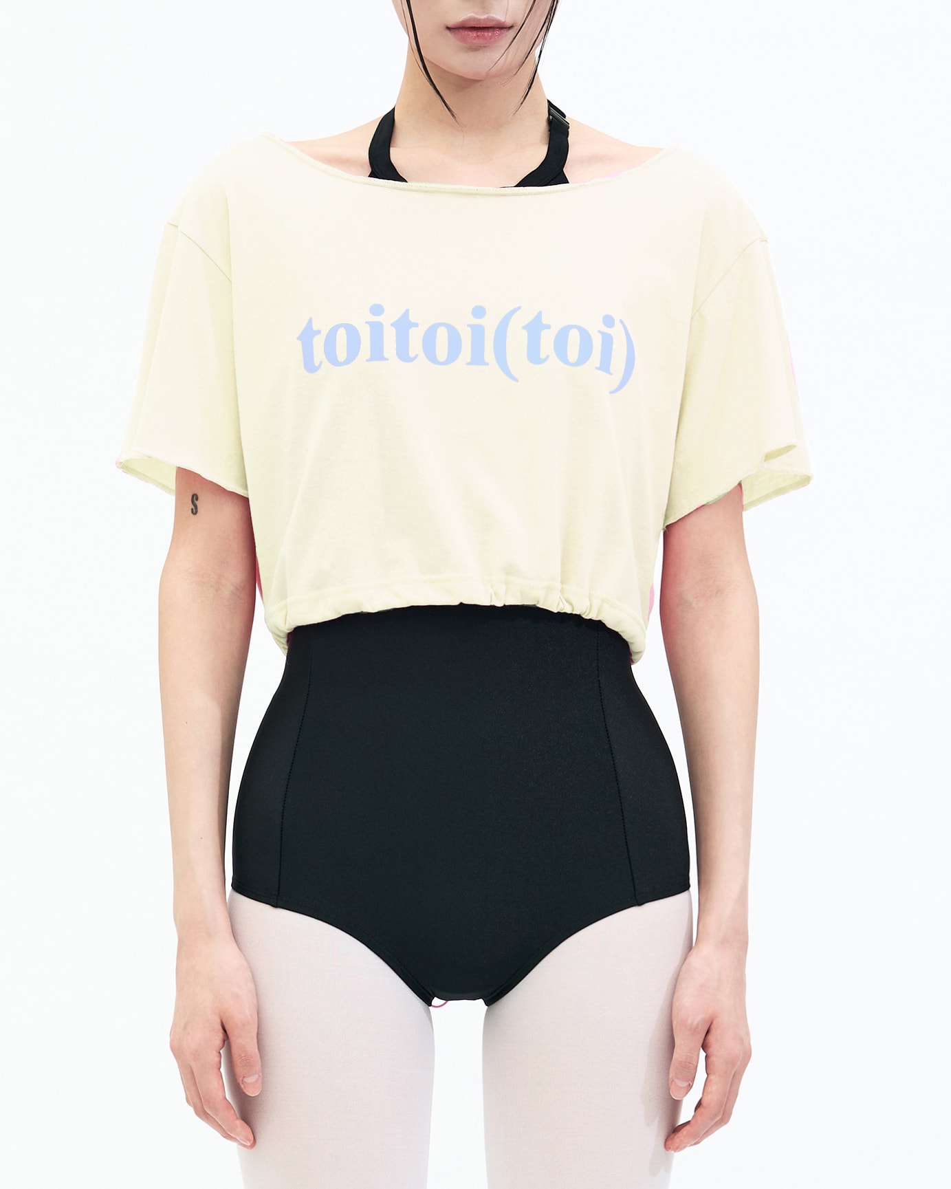 Toitoi Logo Crop tee _ CREAM LEMON