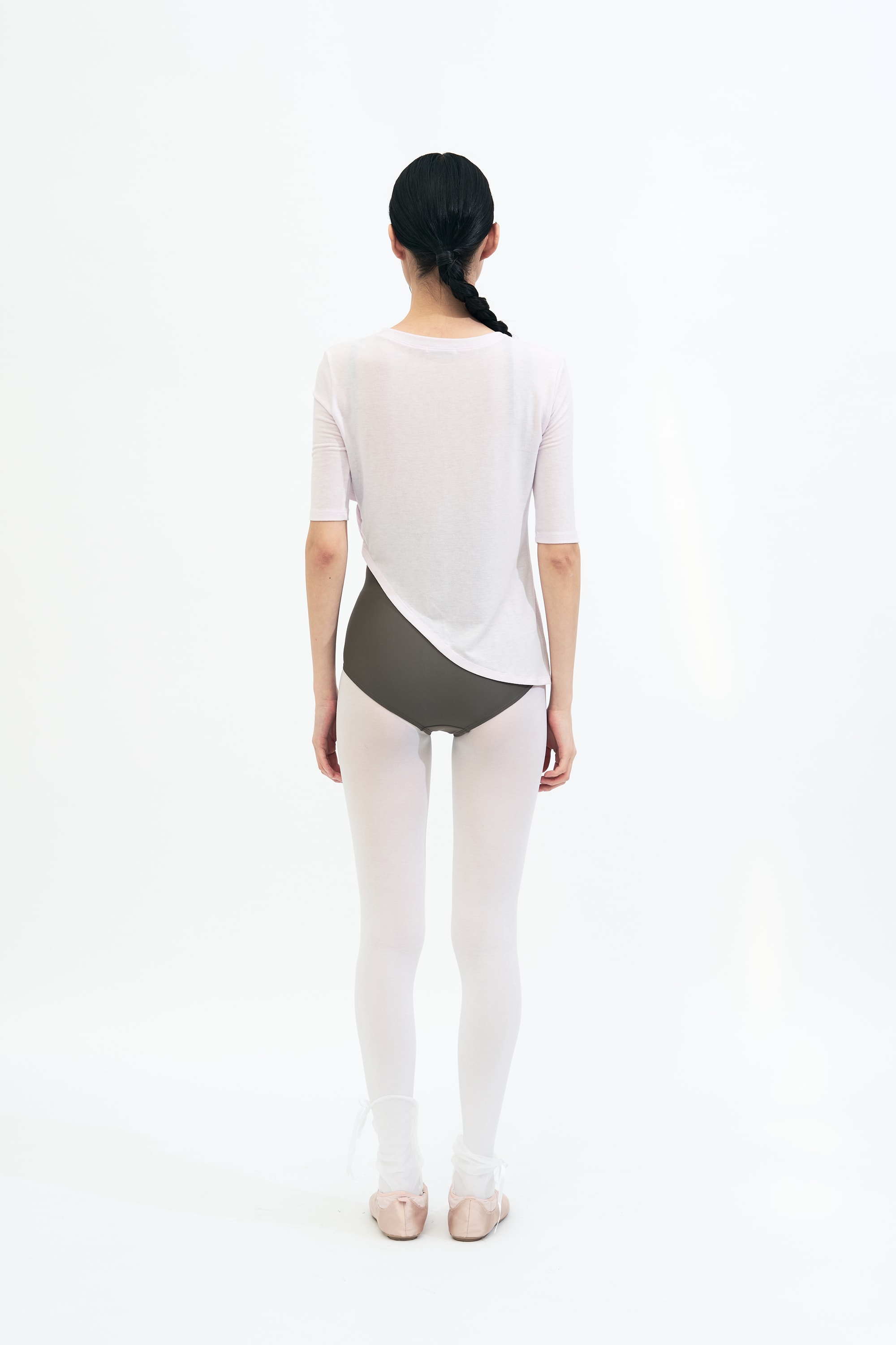 Cut Out Twist 3/4 Sleeve Tee _ PINK