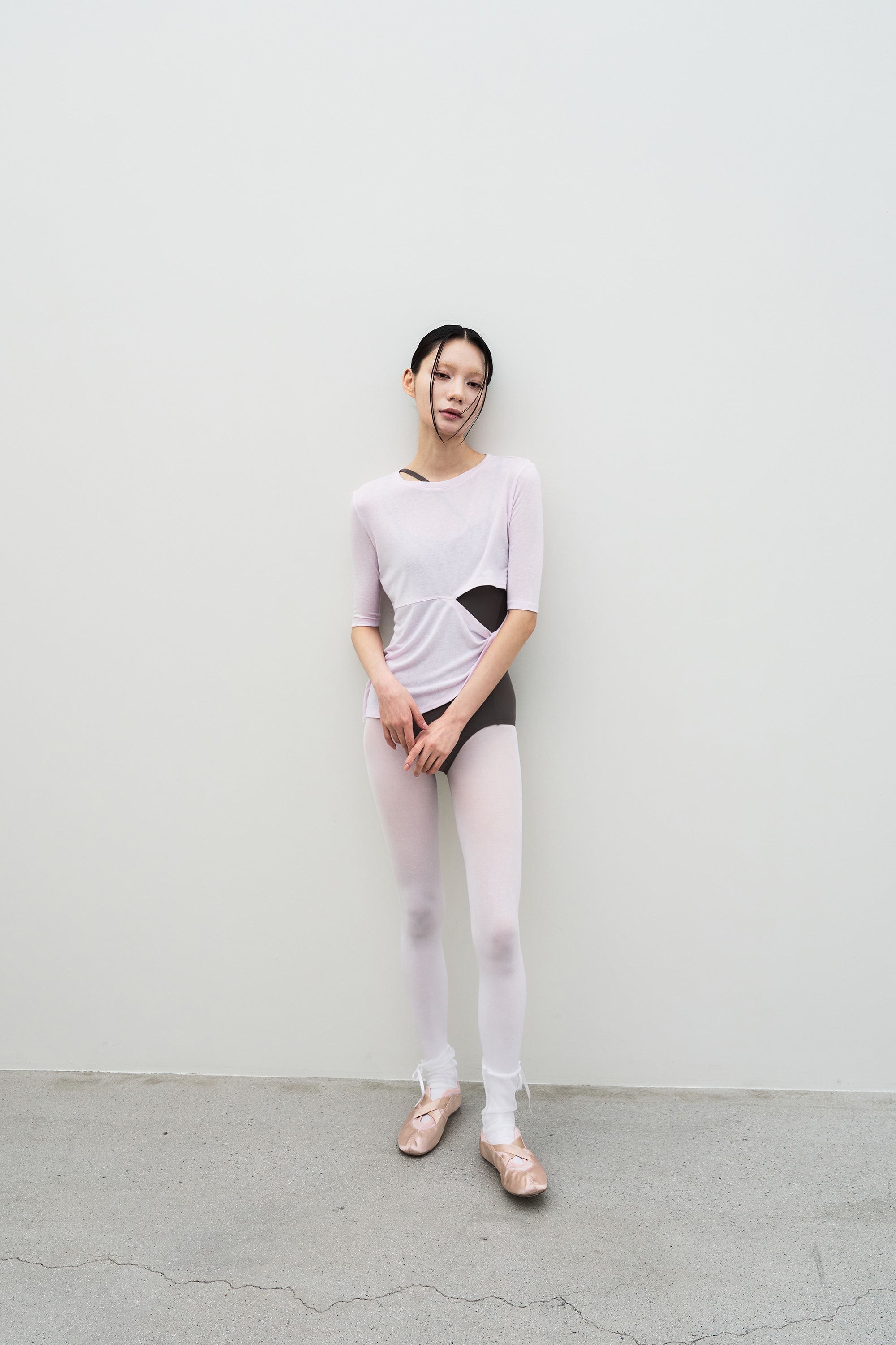 Cut Out Twist 3/4 Sleeve Tee _ PINK