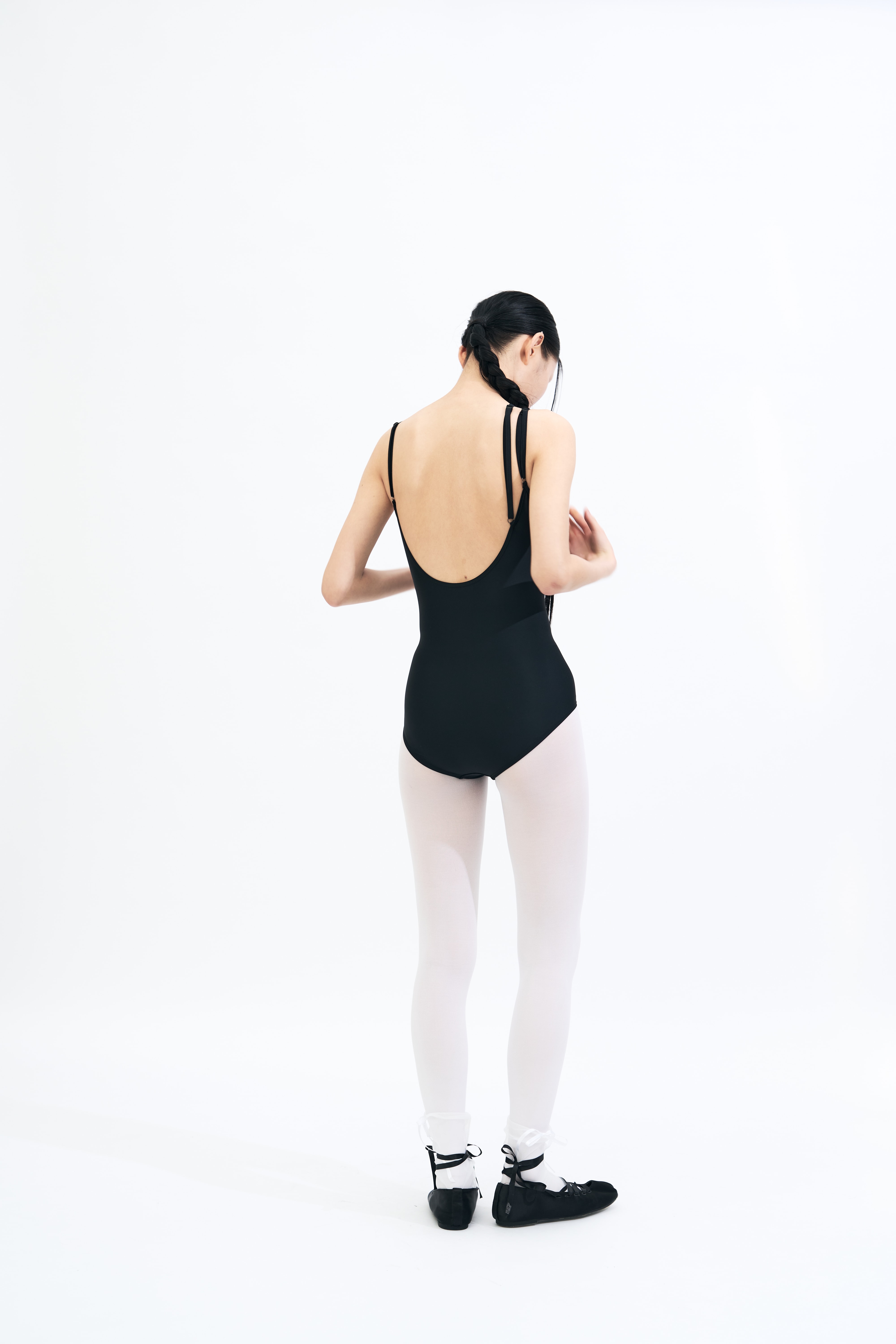Signature Oblique Strap Leotard _ BLACK