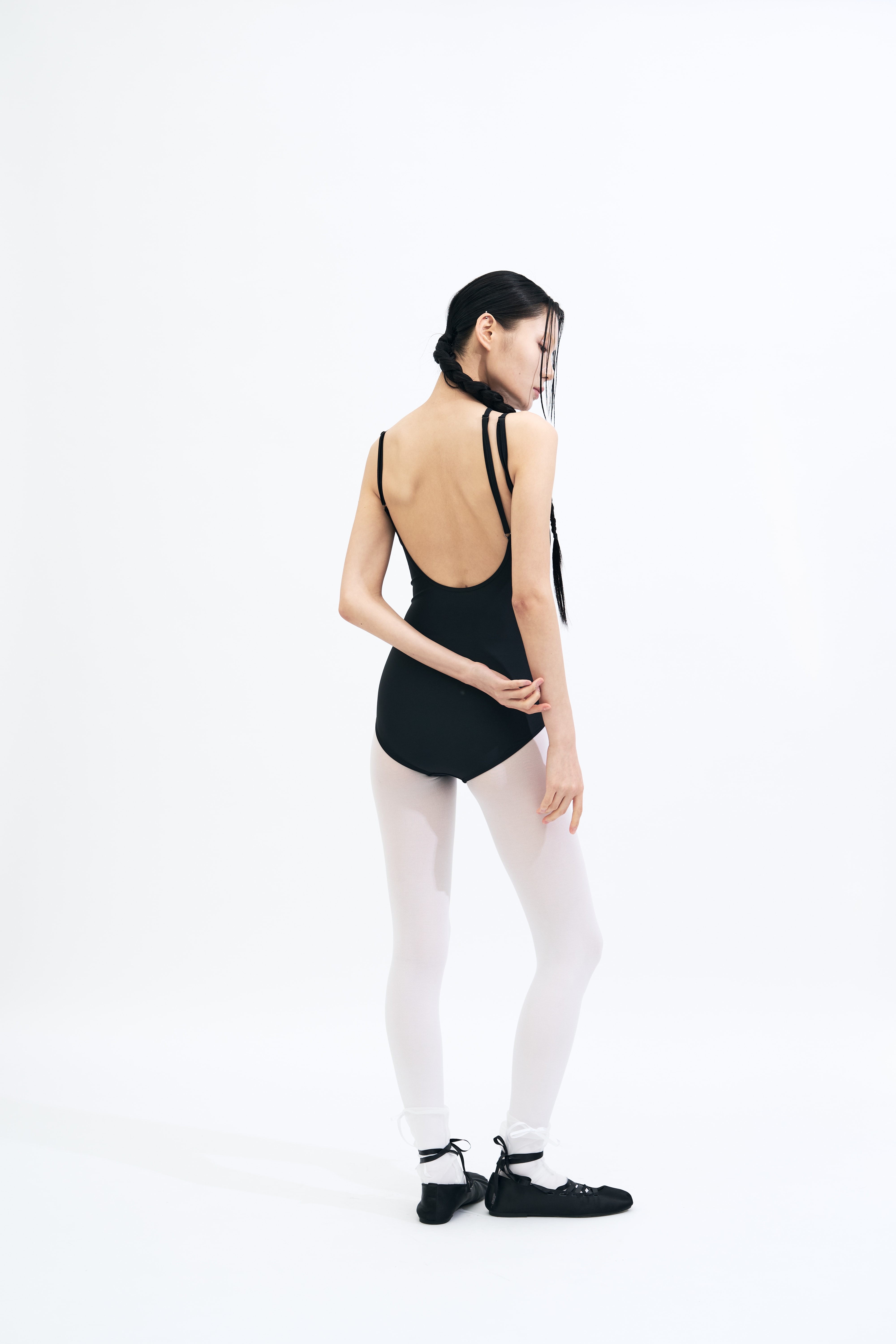 Signature Oblique Strap Leotard _ BLACK