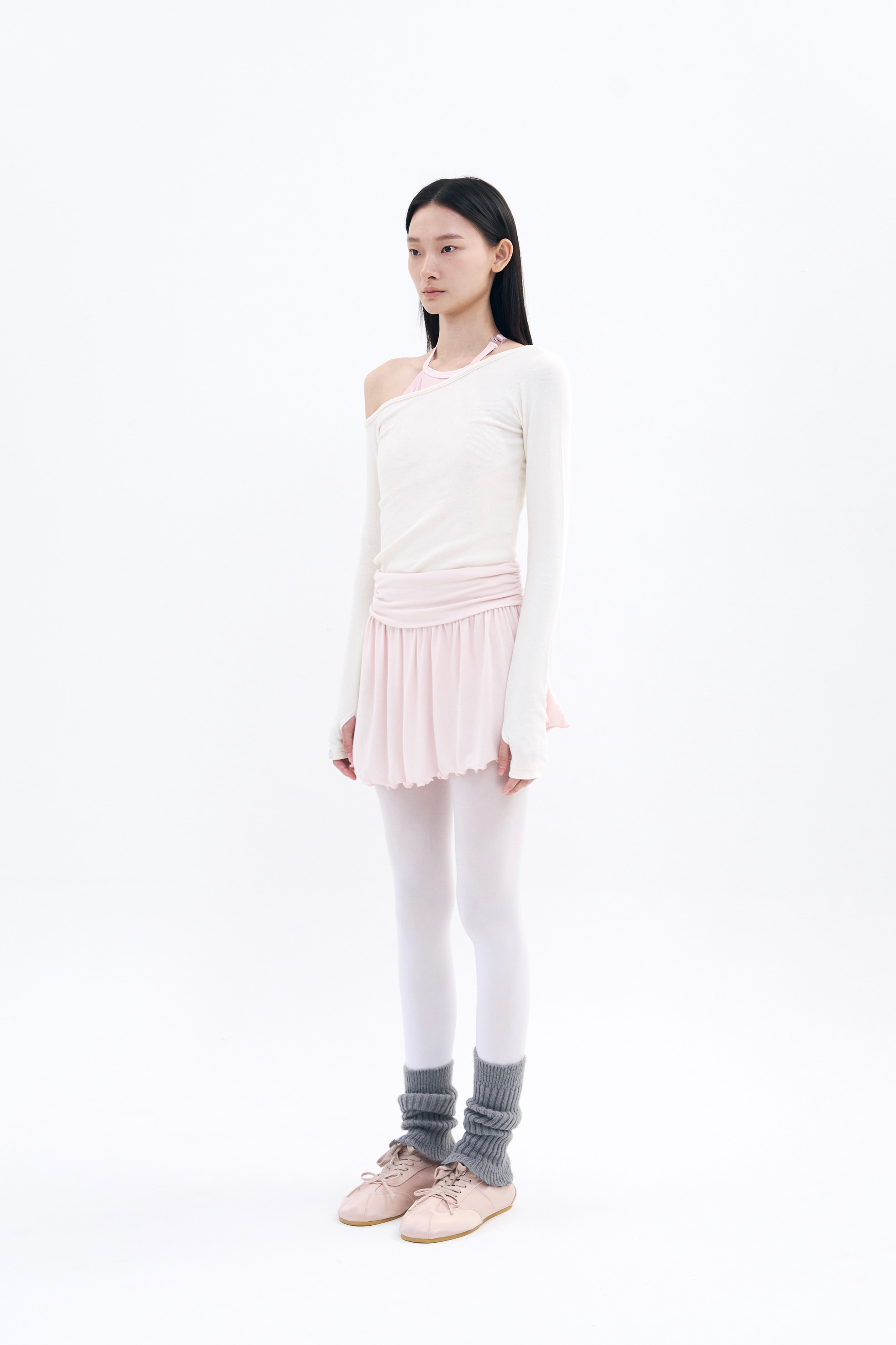 Tilt Shoulder Tee _ Cream Ivory