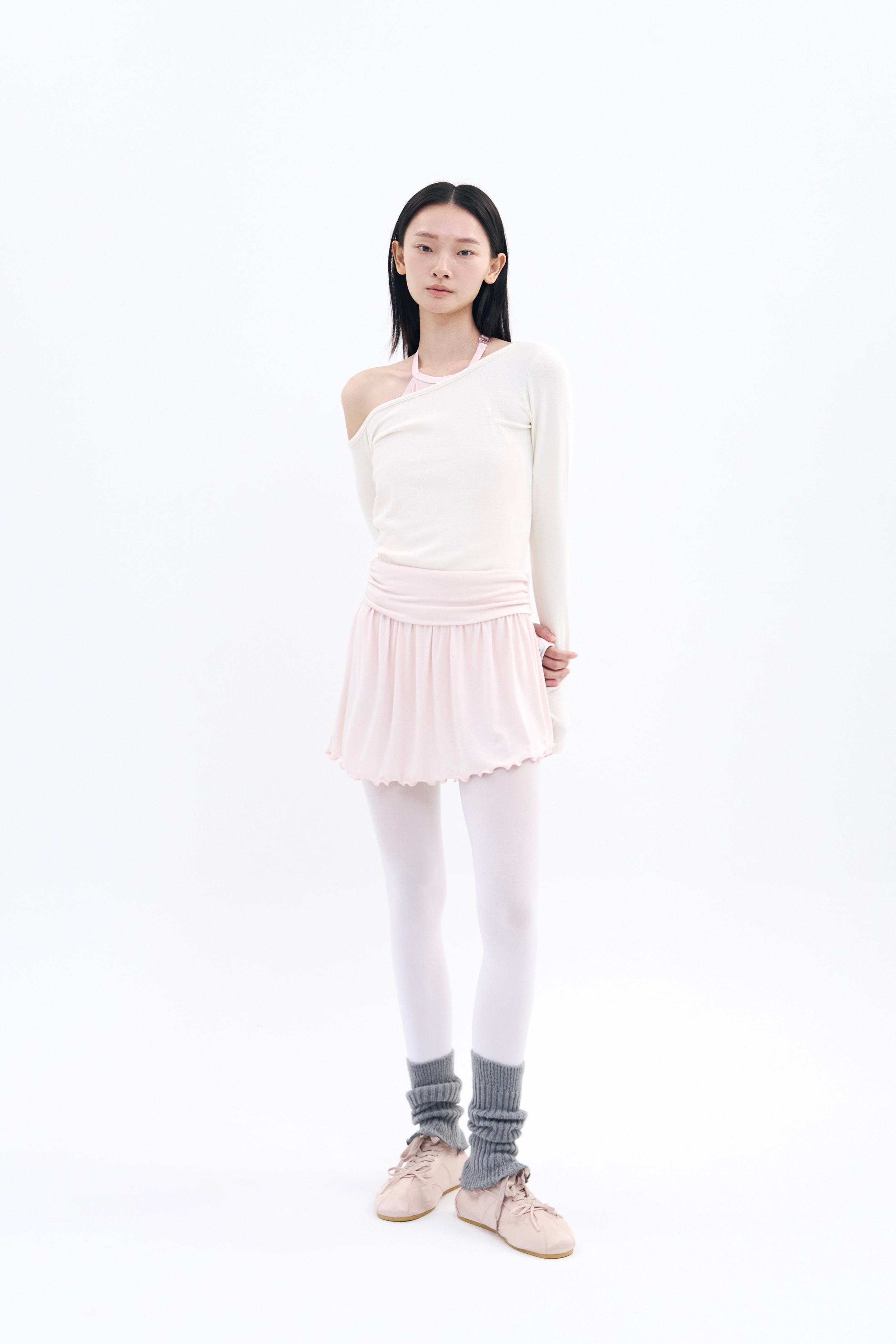 Tilt Shoulder Tee _ Cream Ivory