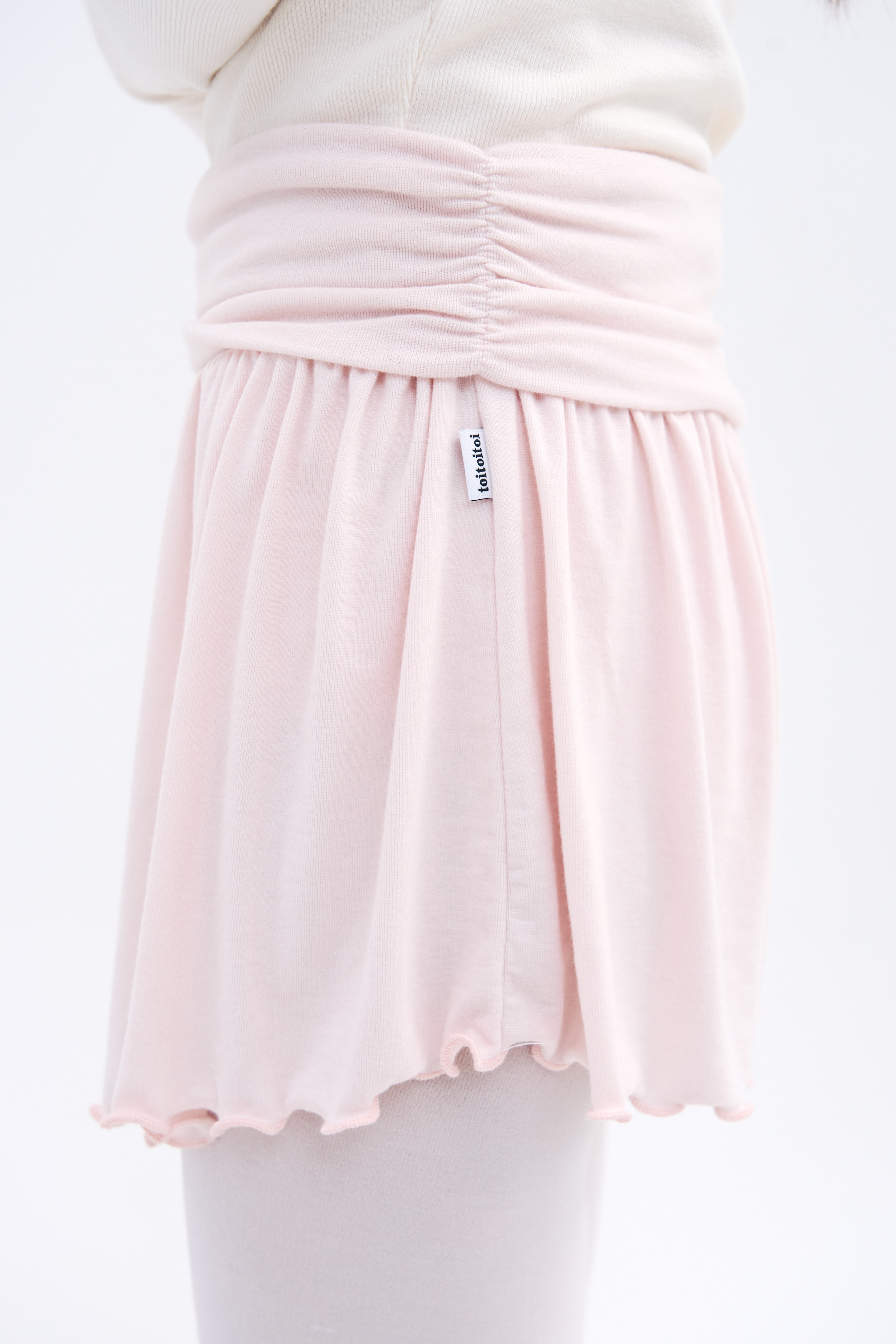 Unfold Shirring Skirt  _ Apricot Pink