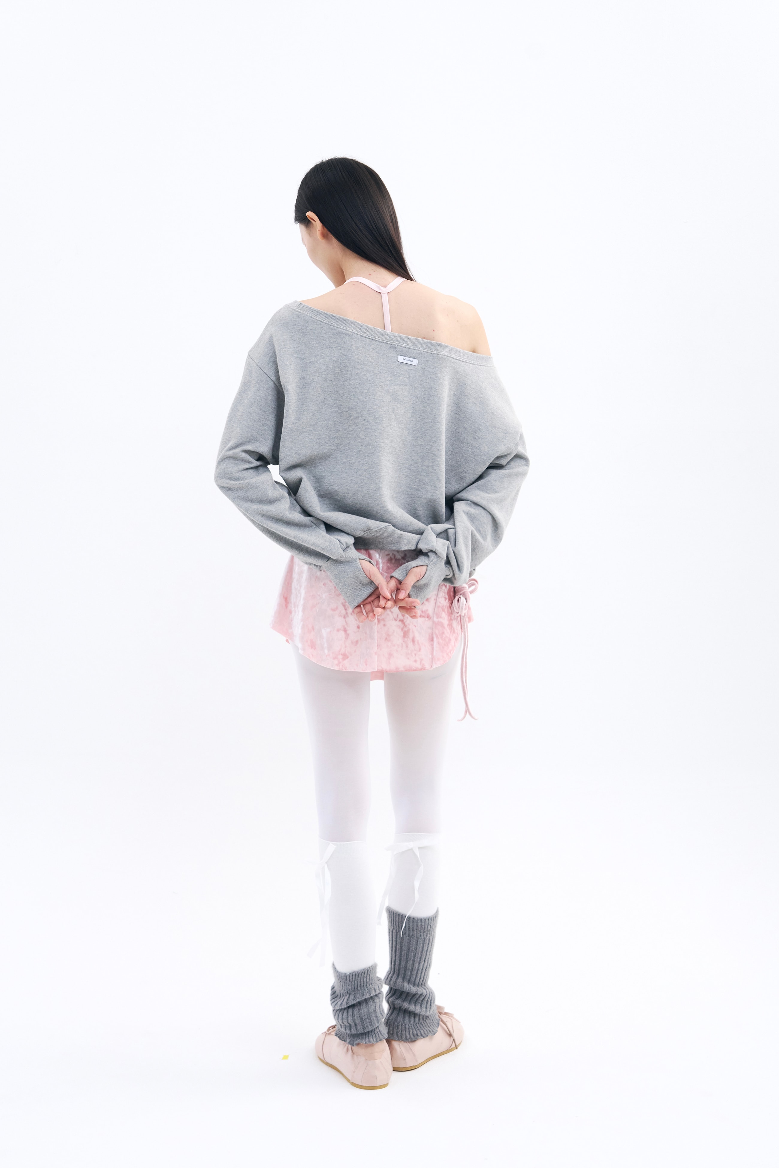 Crushed Velvet Strap Skirt _ Pink