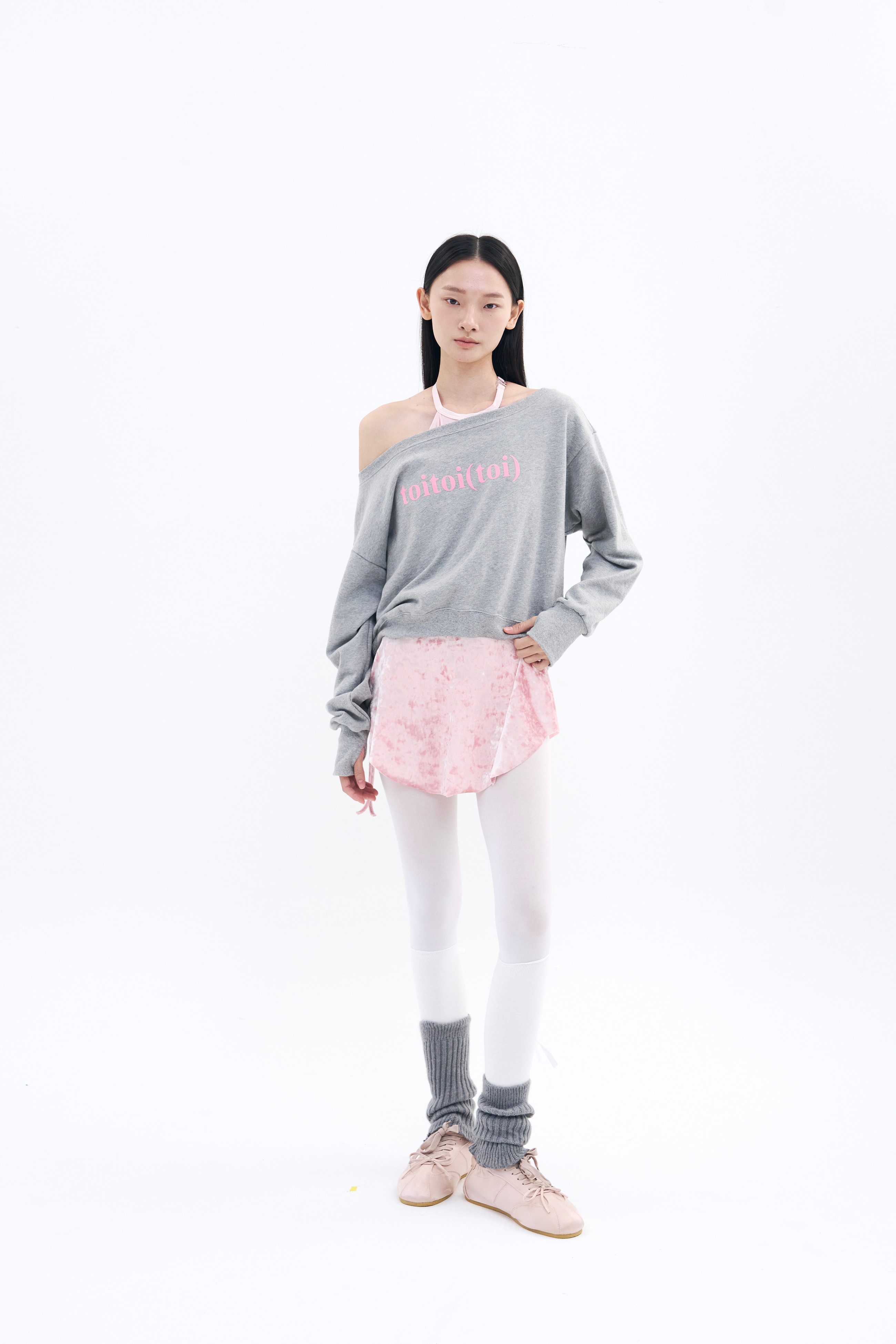 Crushed Velvet Strap Skirt _ Pink