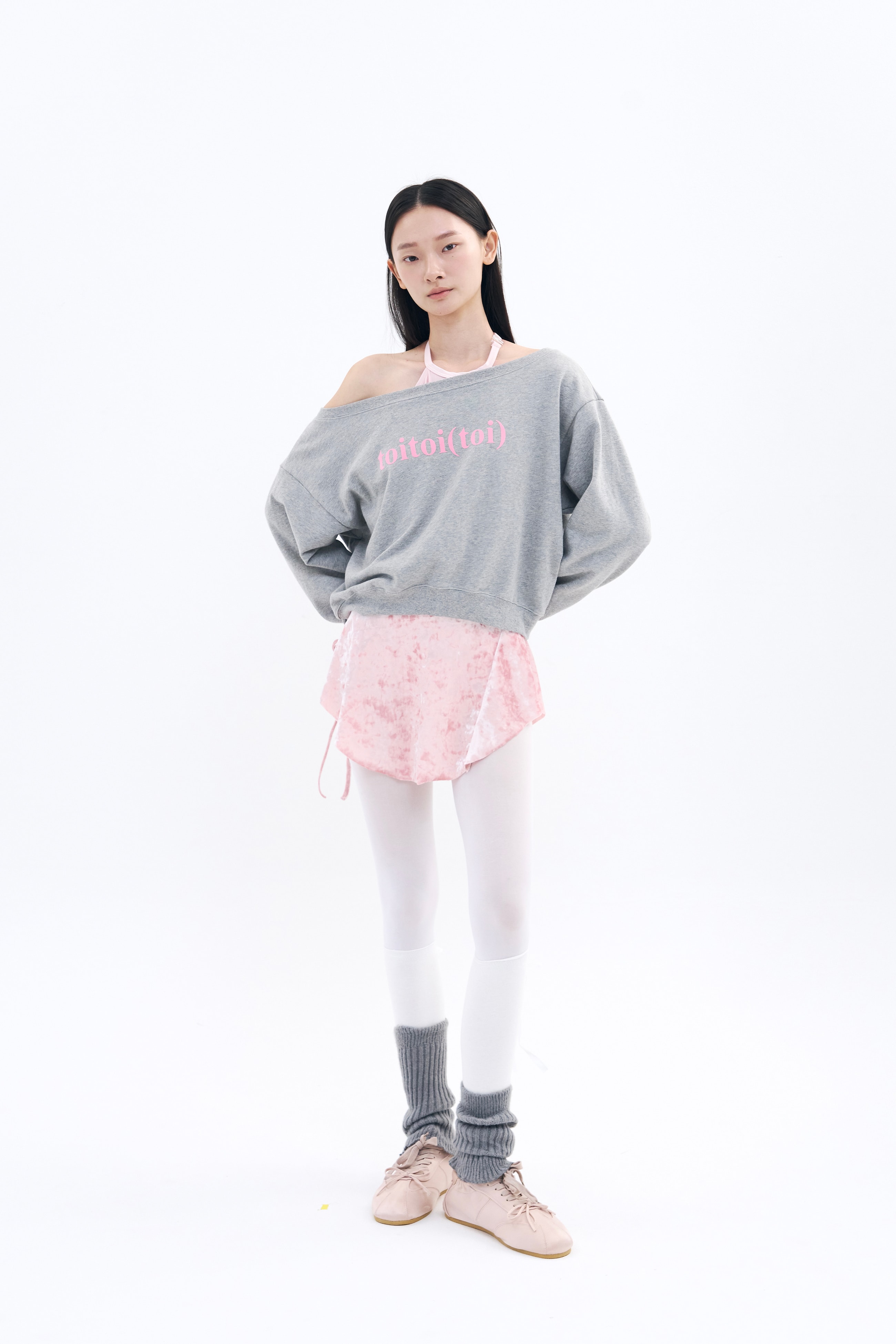Crushed Velvet Strap Skirt _ Pink