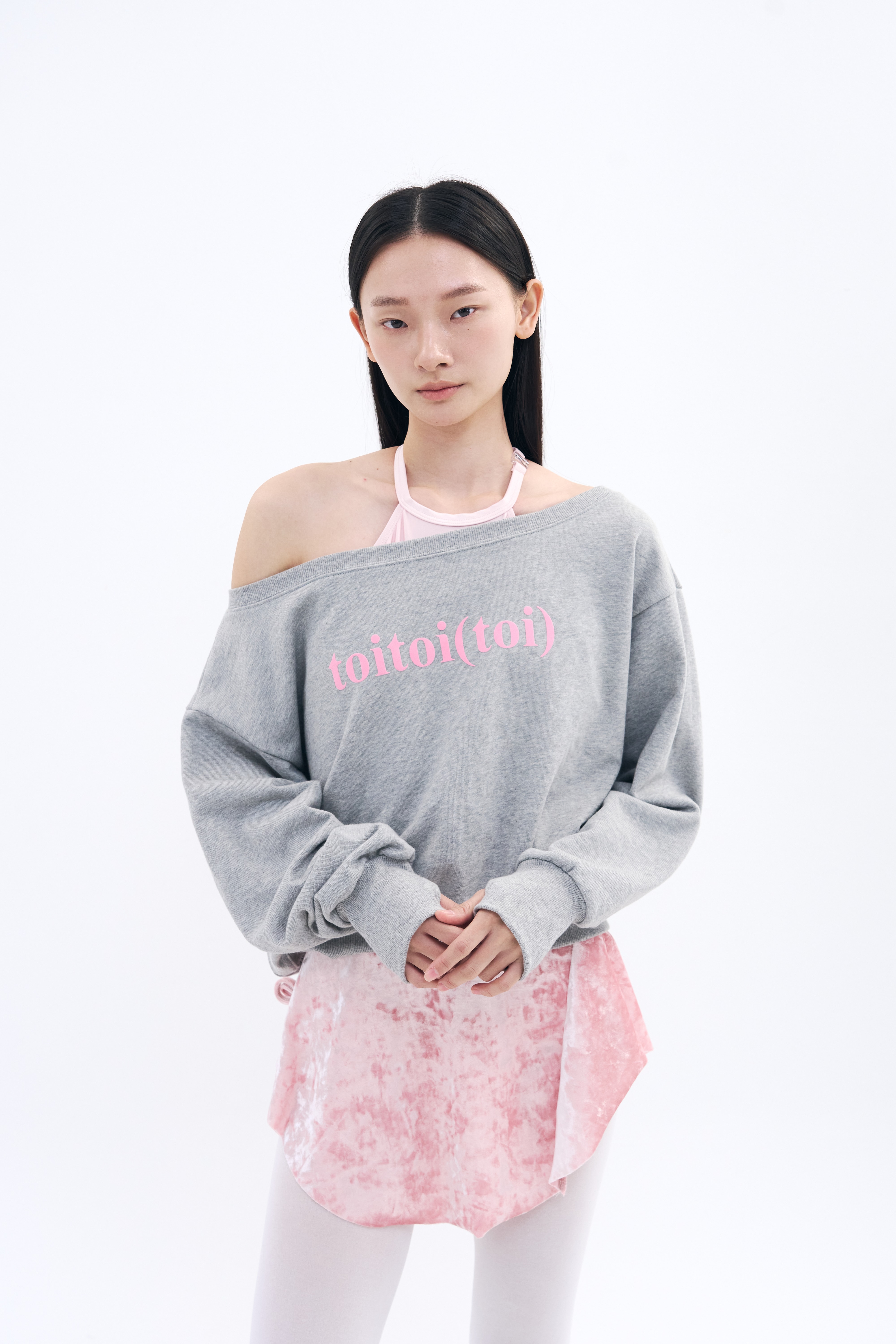 Crushed Velvet Strap Skirt _ Pink