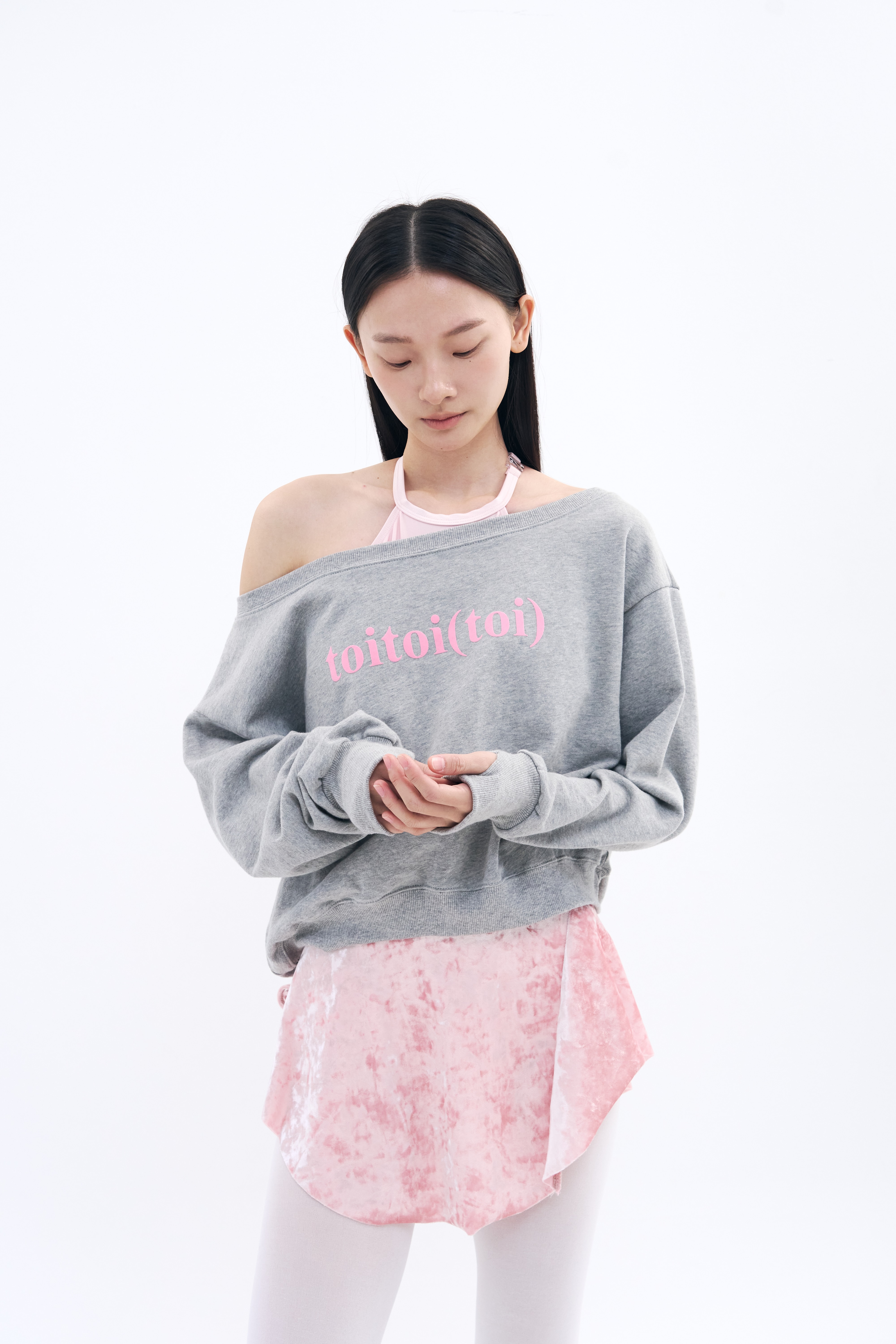 [8차 Reorder] Toitoi(toi) Drape Shoulder Sweatshirts _ Mist Melange