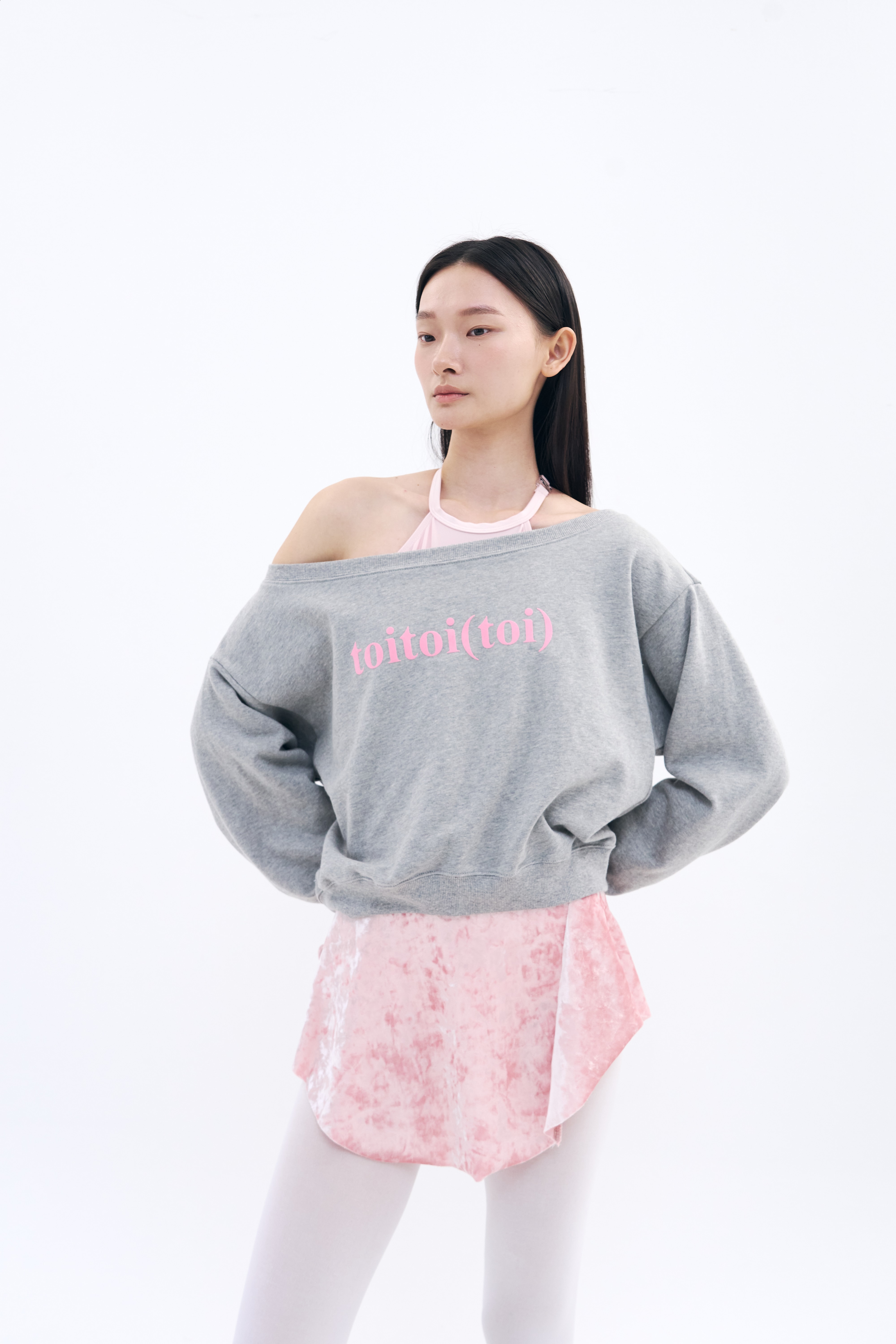 [8차 Reorder] Toitoi(toi) Drape Shoulder Sweatshirts _ Mist Melange