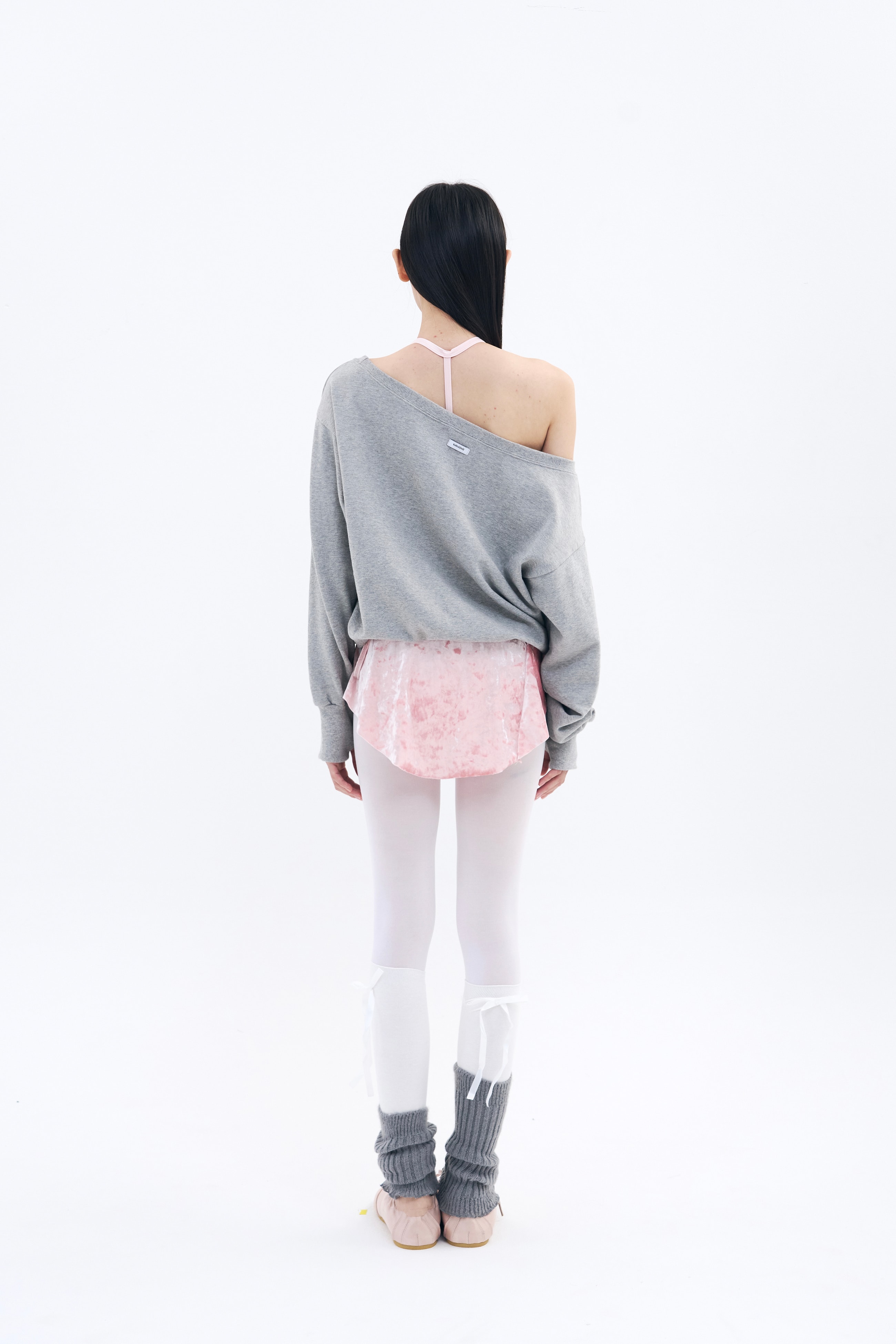 Crushed Velvet Strap Skirt _ Pink