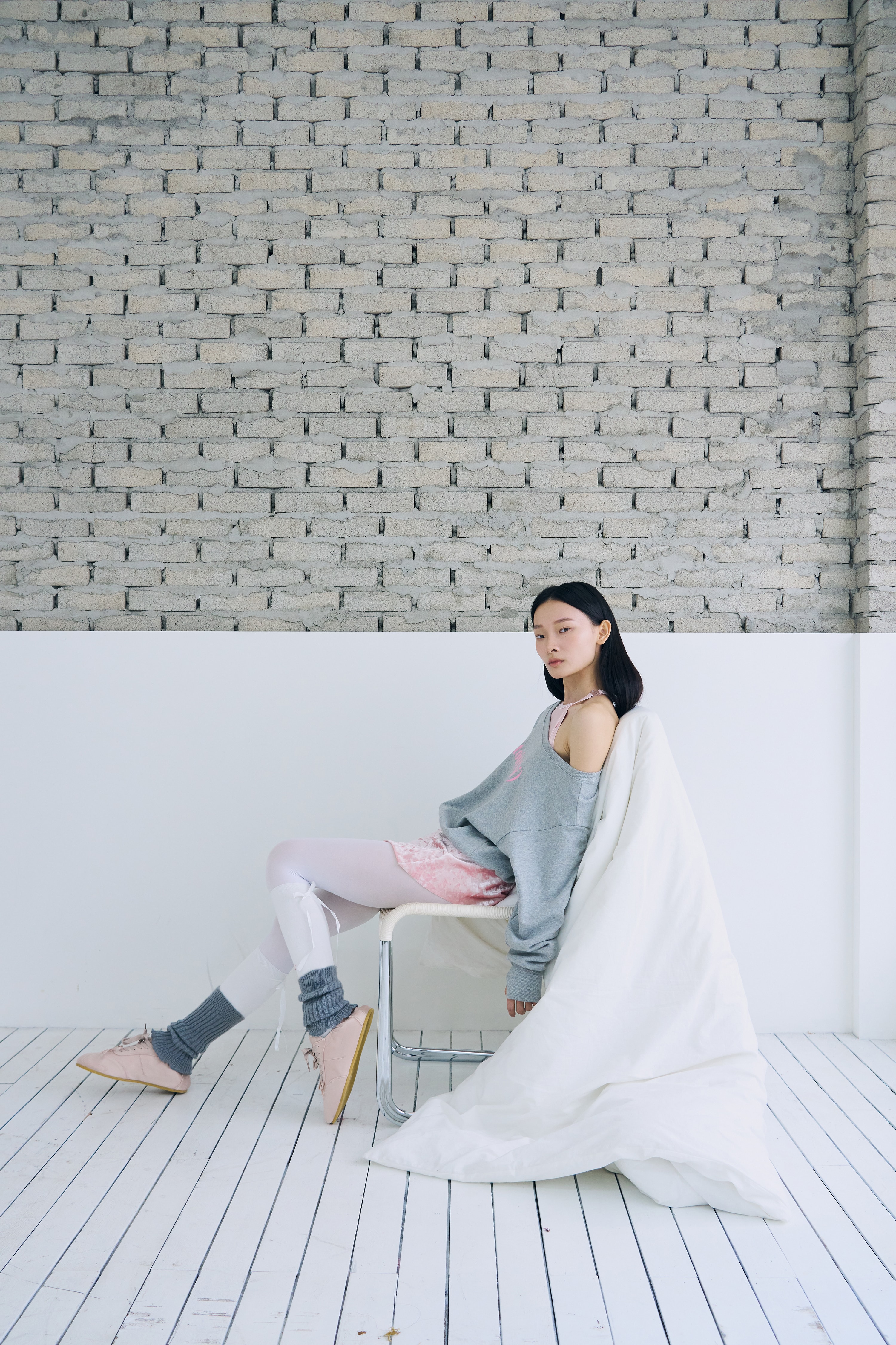 Crushed Velvet Strap Skirt _ Pink