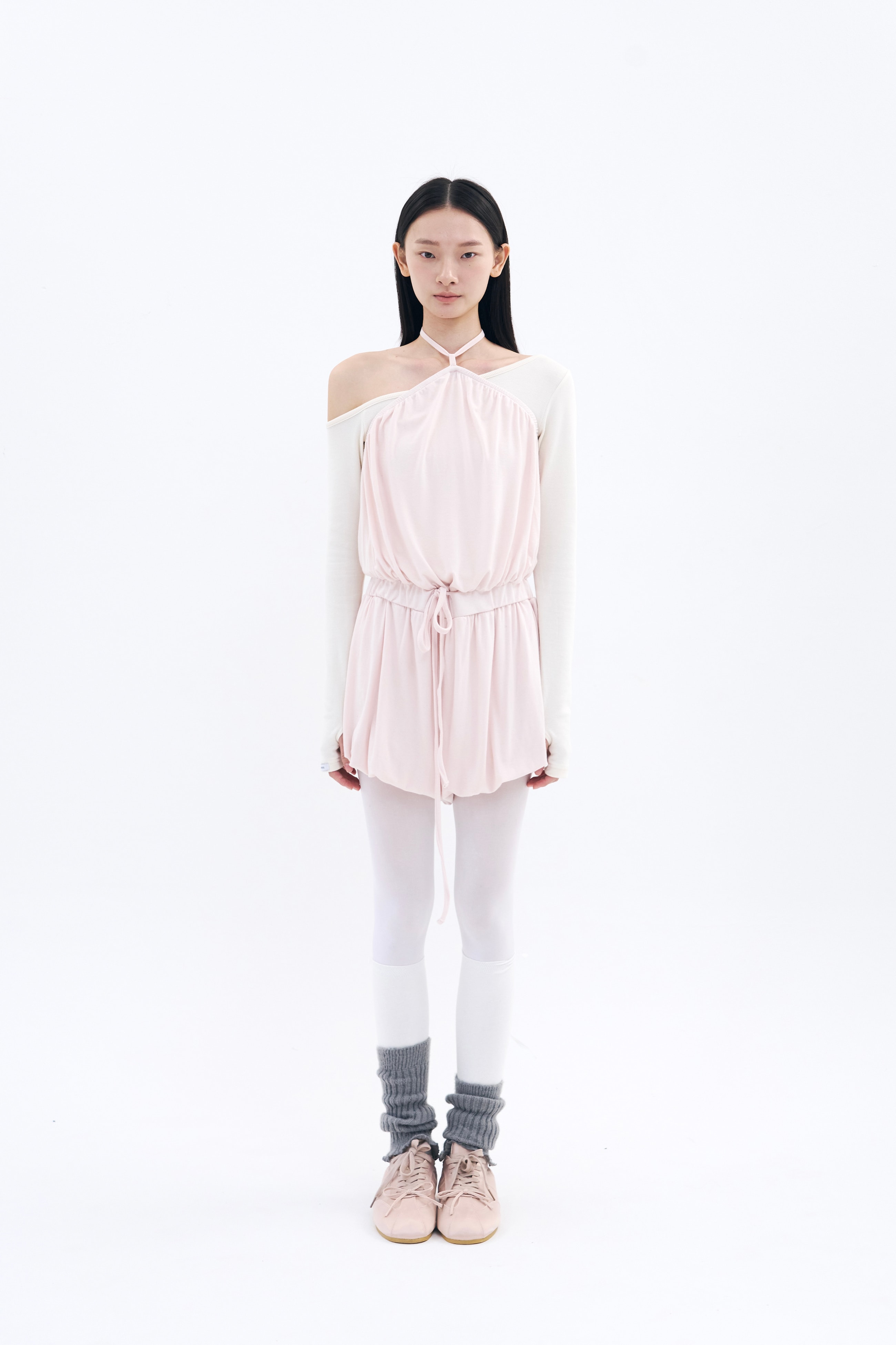 Halter Balloon Romper _ Apricot Pink