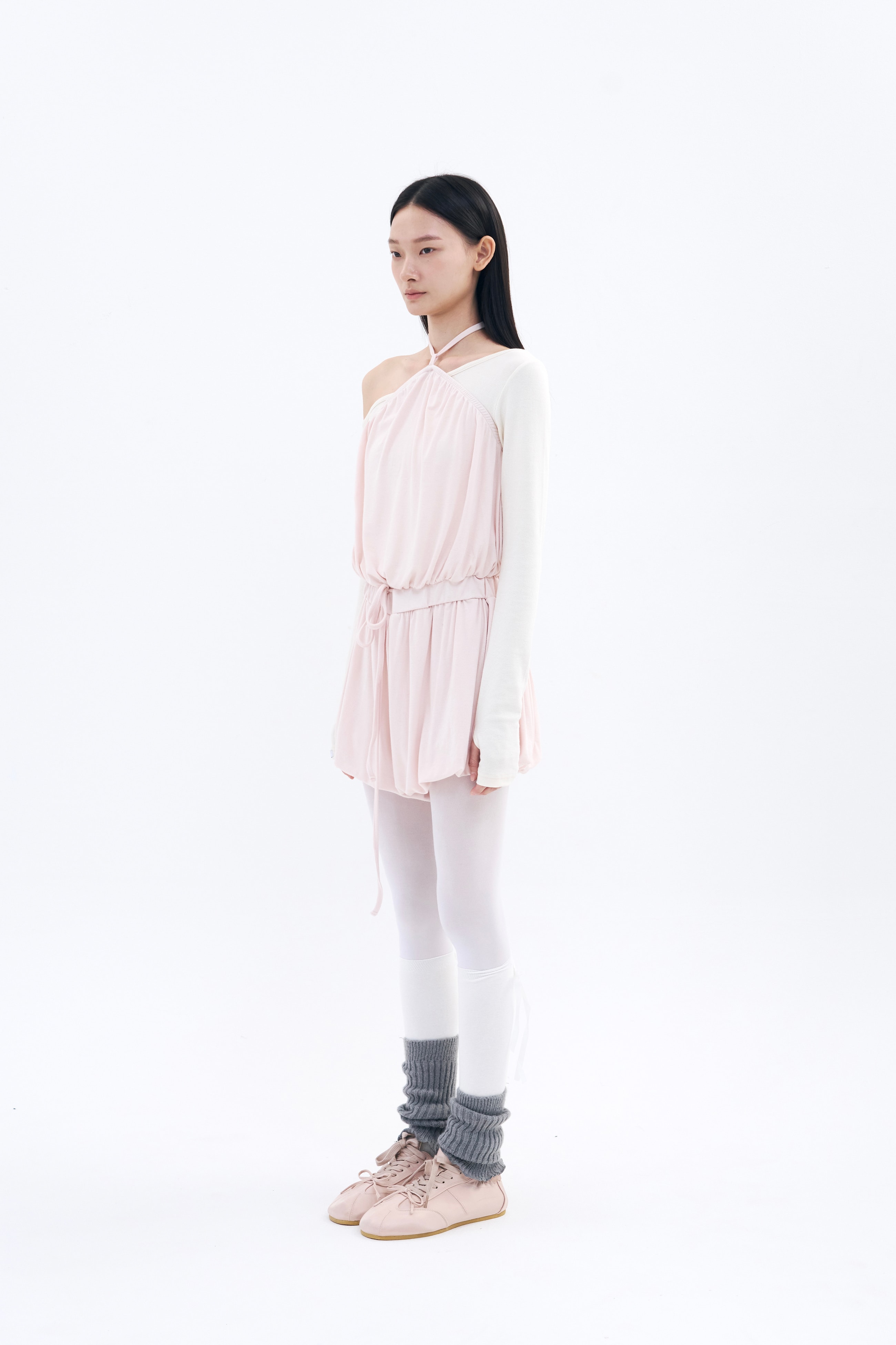 Halter Balloon Romper _ Apricot Pink