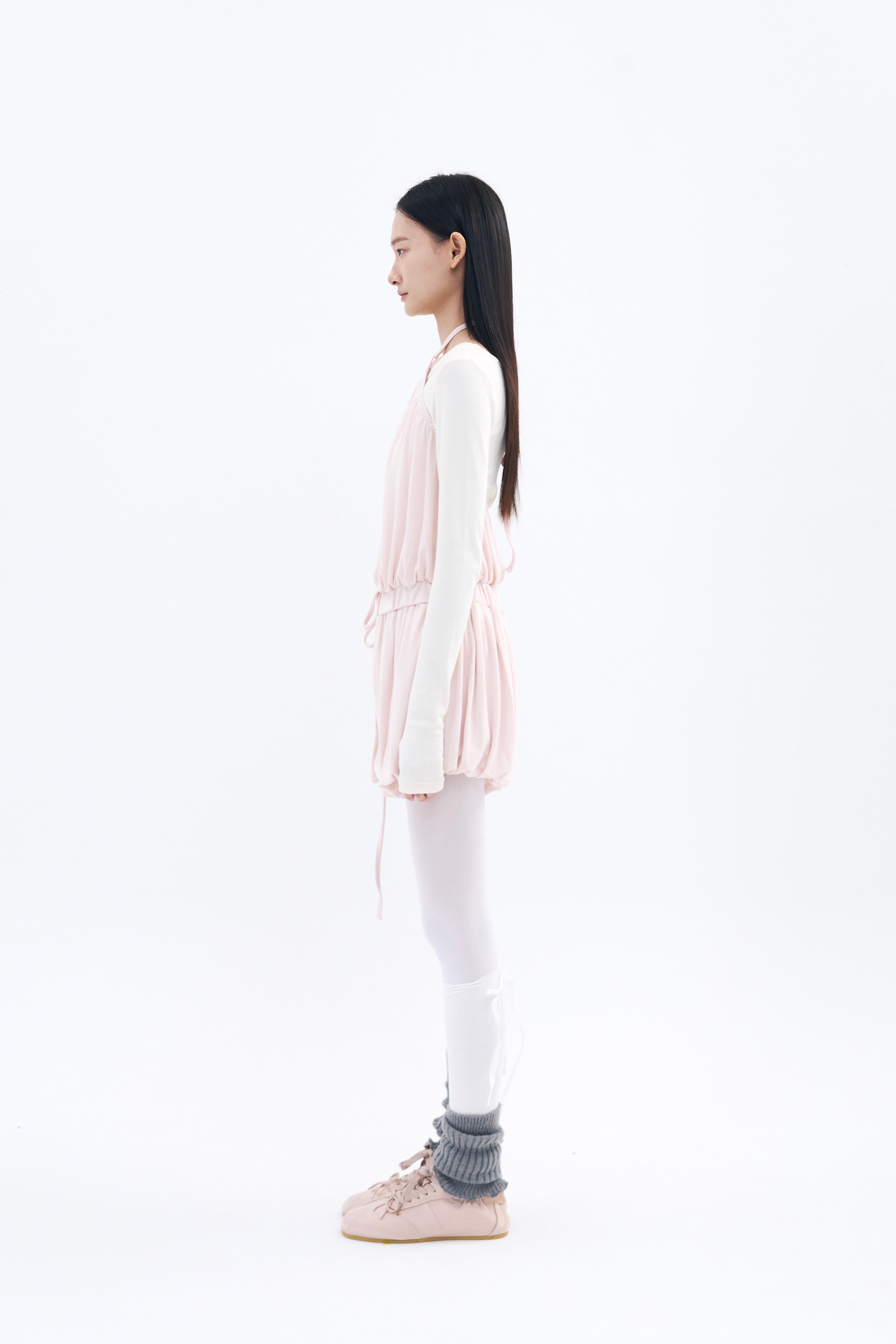 Halter Balloon Romper _ Apricot Pink