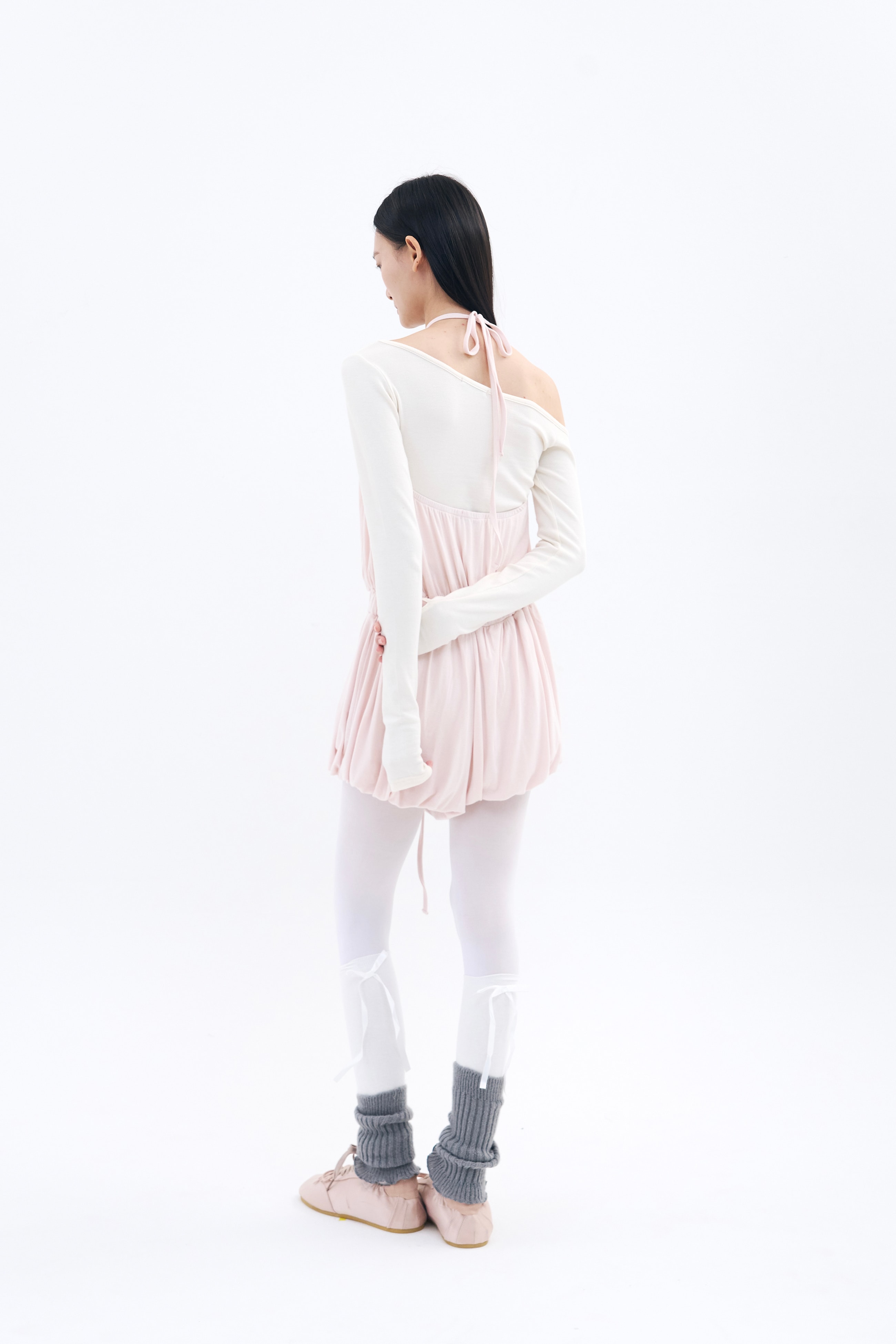 Halter Balloon Romper _ Apricot Pink