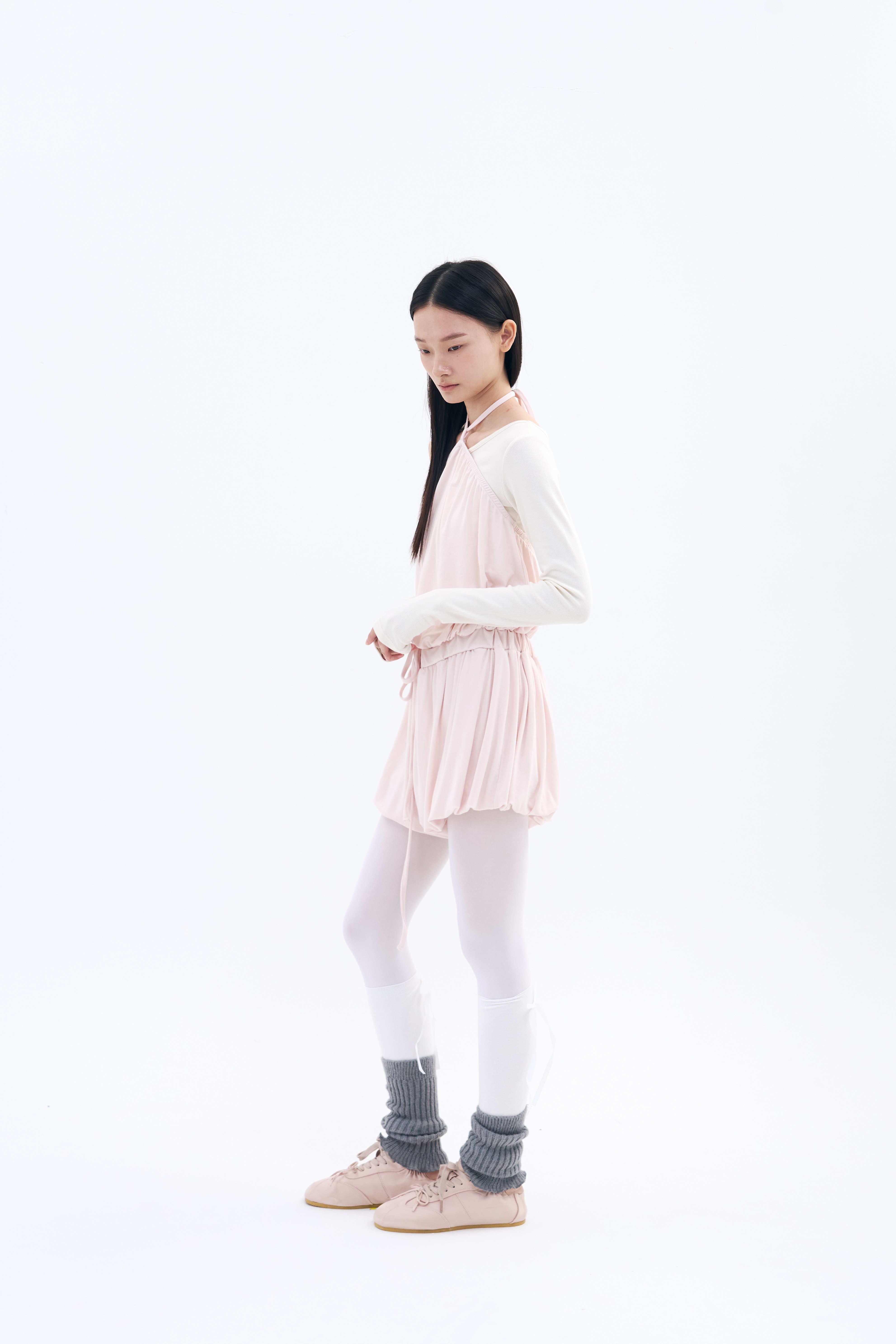 Halter Balloon Romper _ Apricot Pink