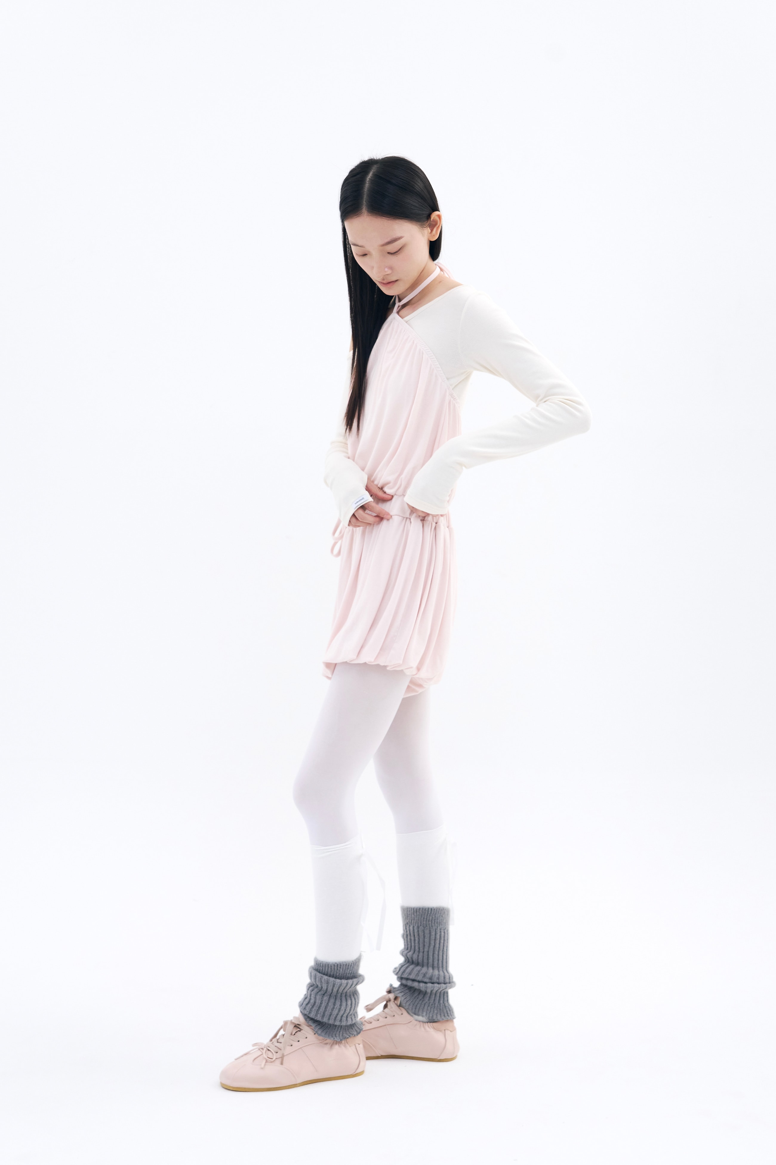 Halter Balloon Romper _ Apricot Pink