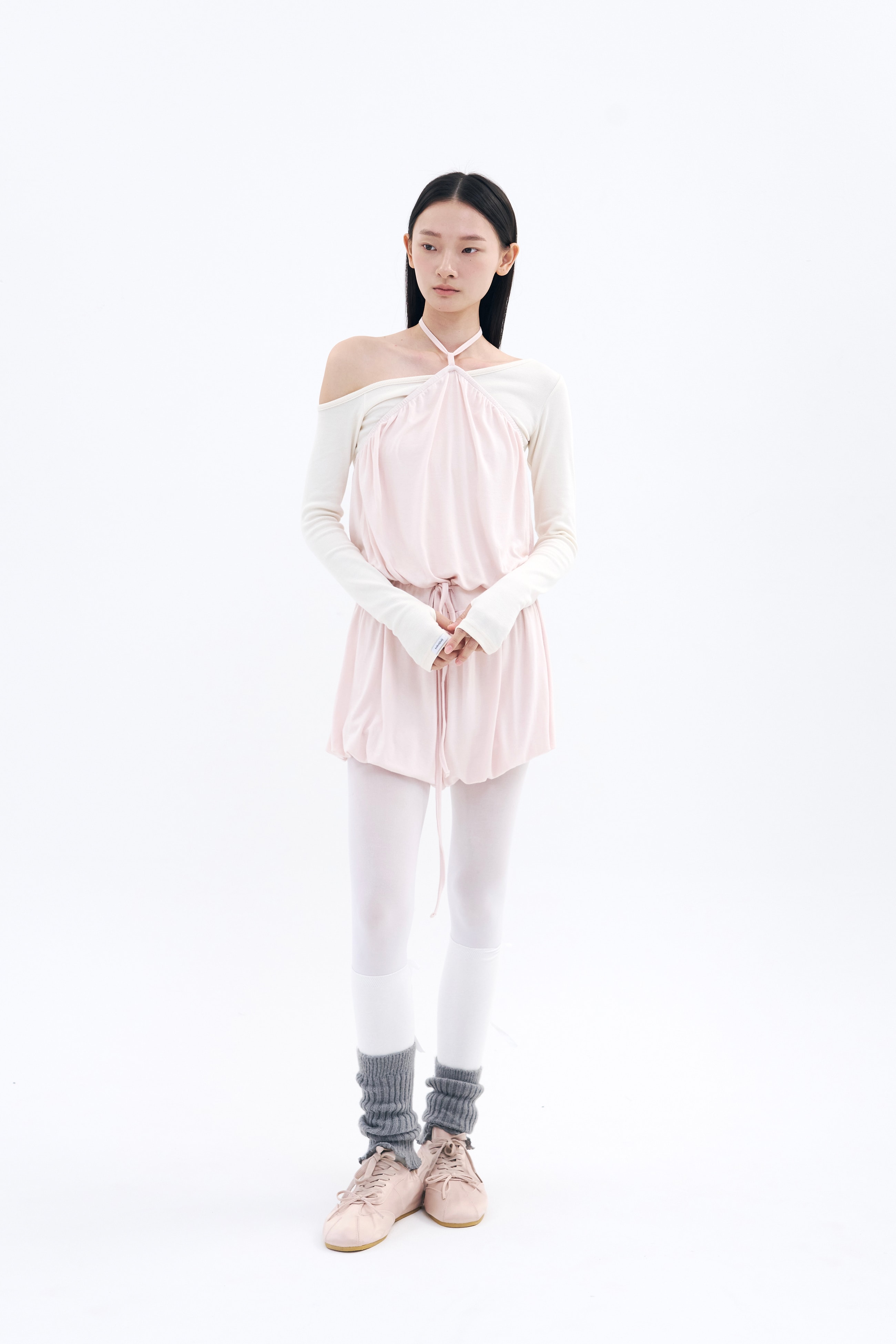 Halter Balloon Romper _ Apricot Pink