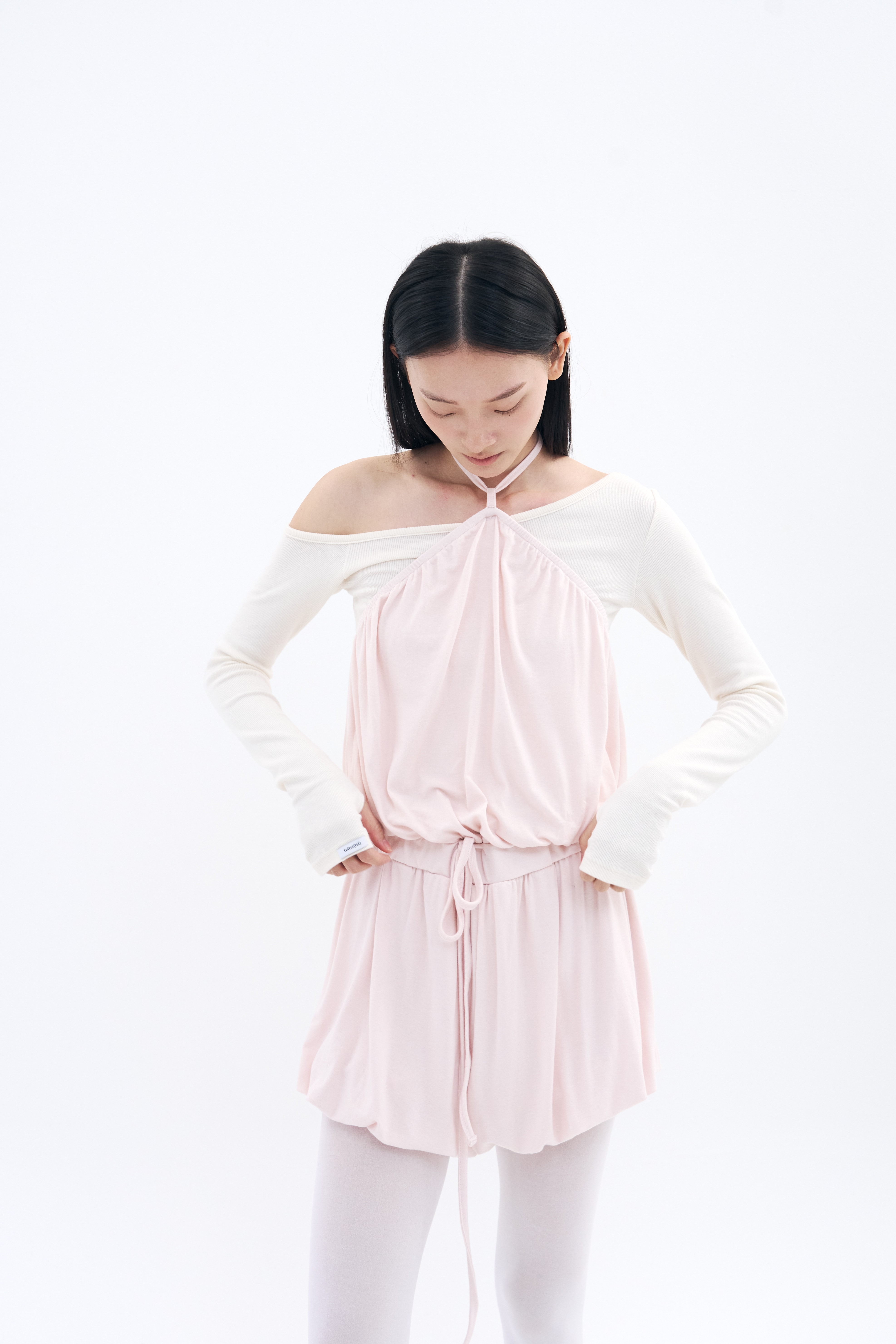 Halter Balloon Romper _ Apricot Pink
