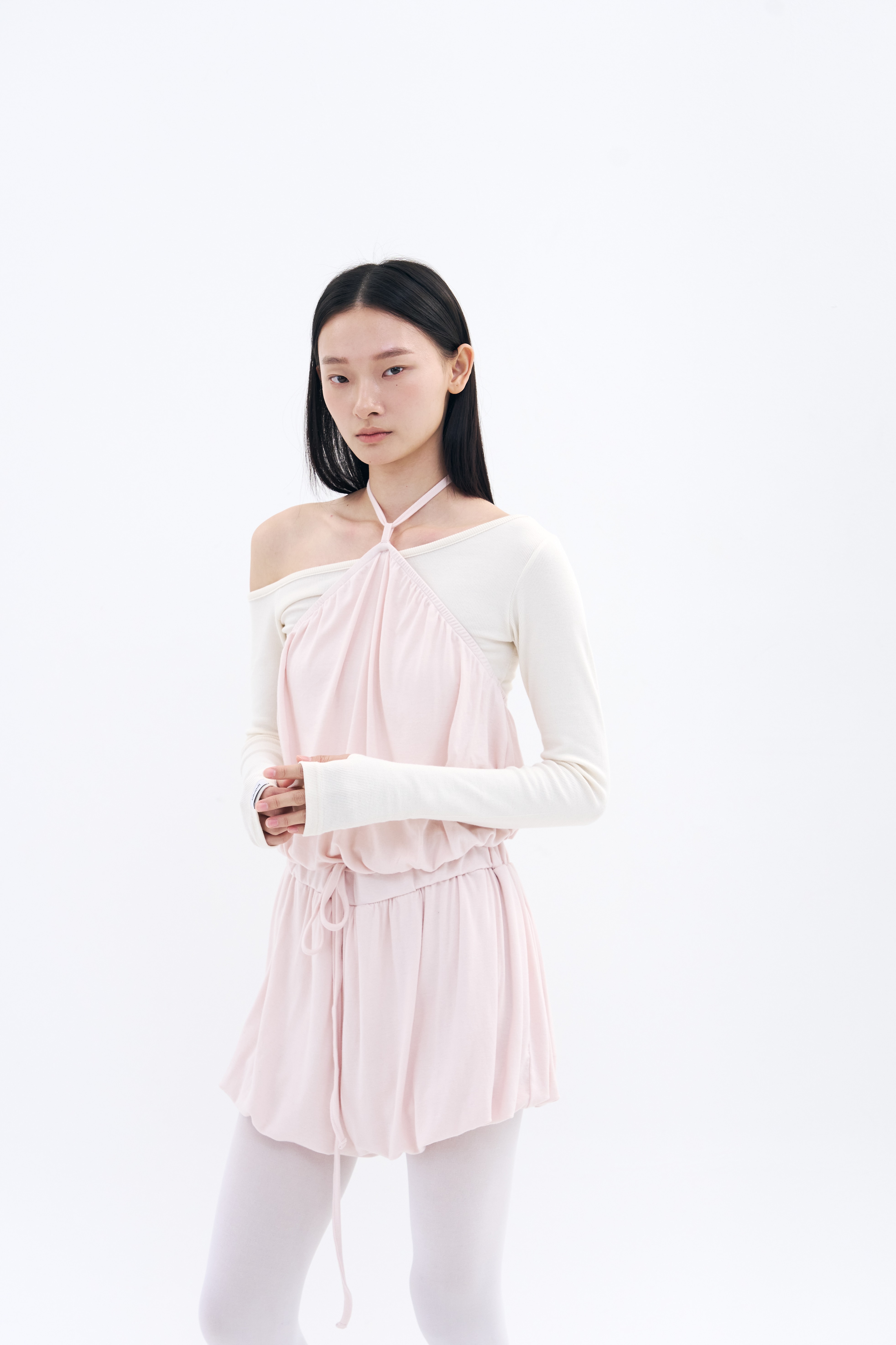 Halter Balloon Romper _ Apricot Pink