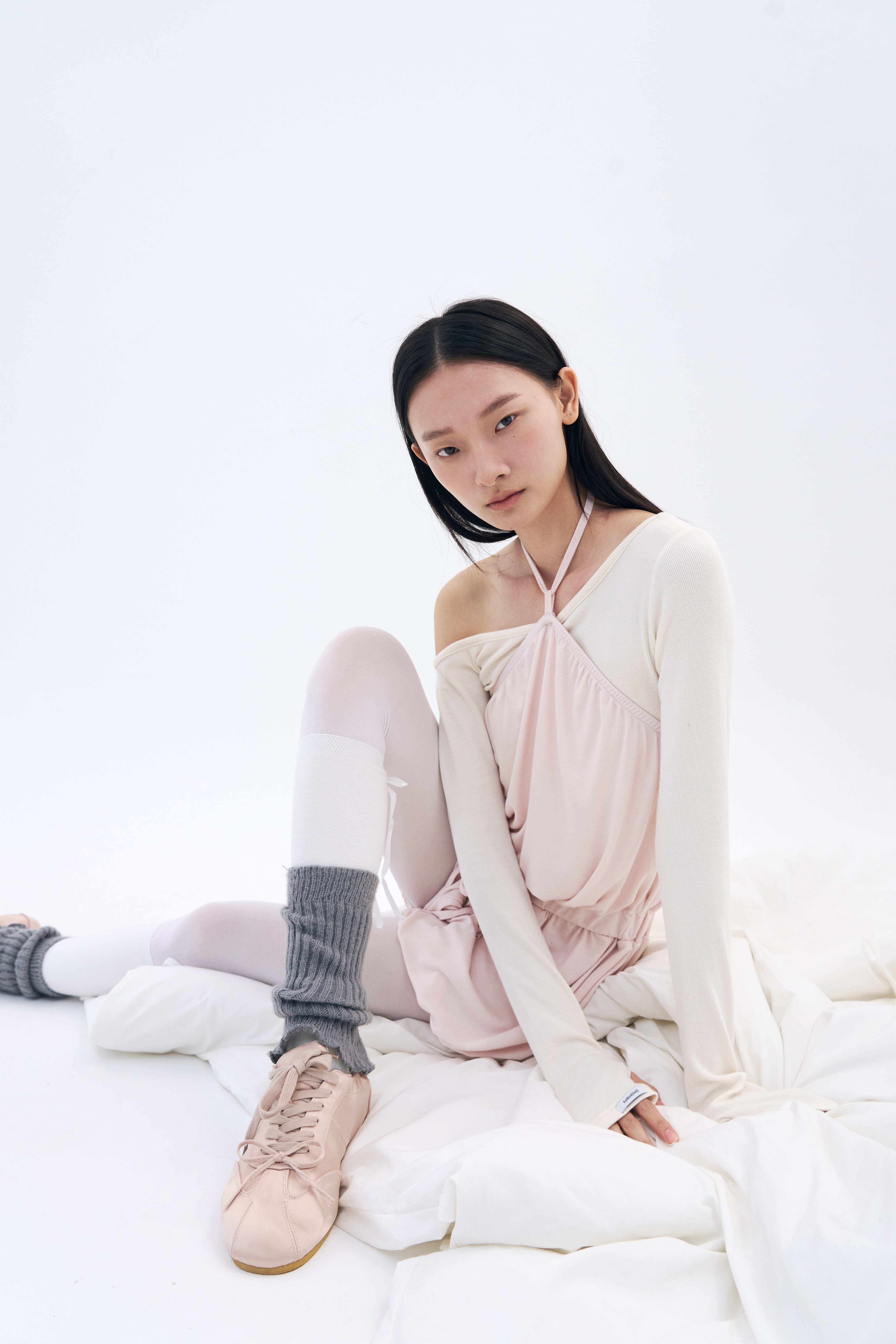 Halter Balloon Romper _ Apricot Pink