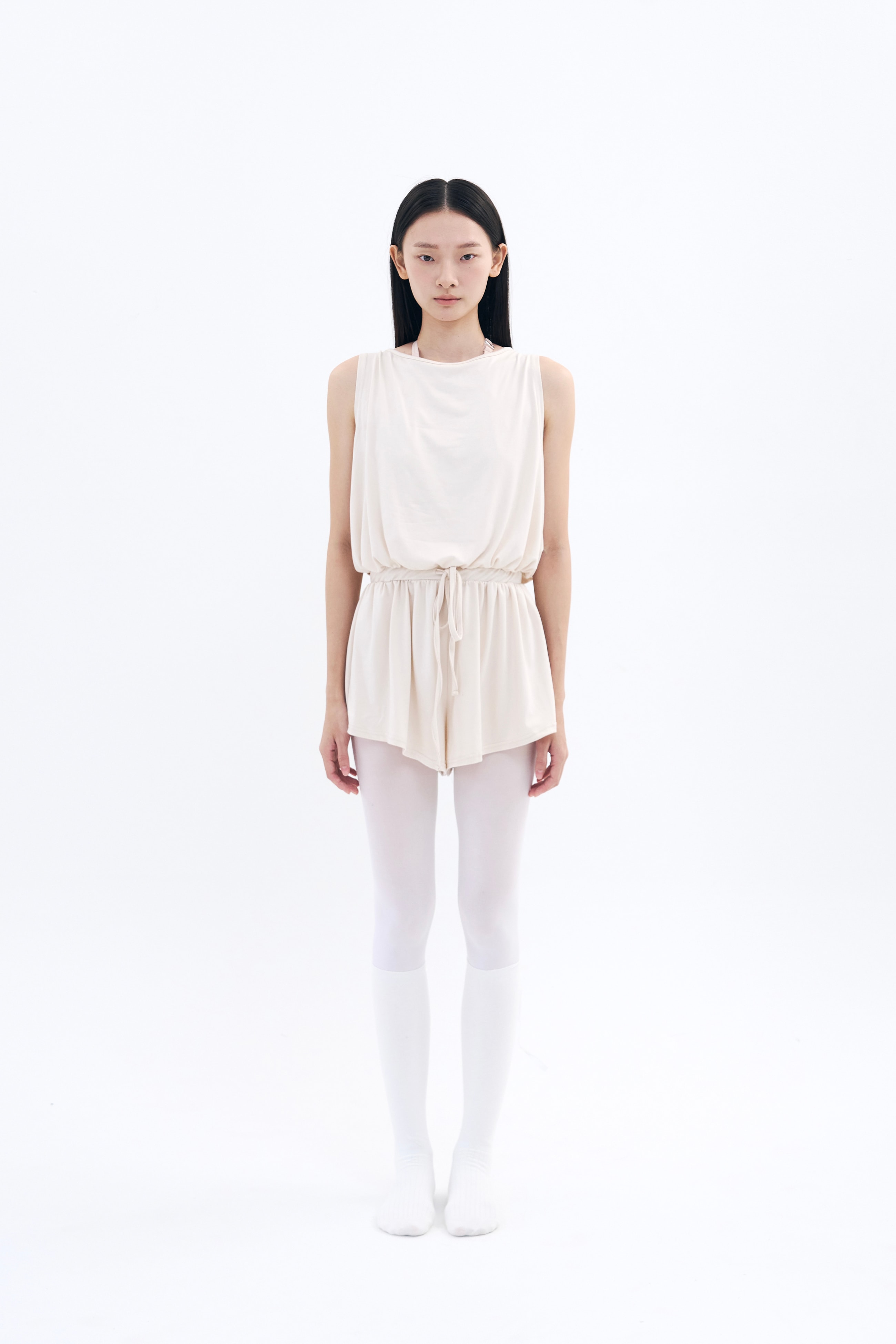 Drape Back Romper _ Vanilla Cream