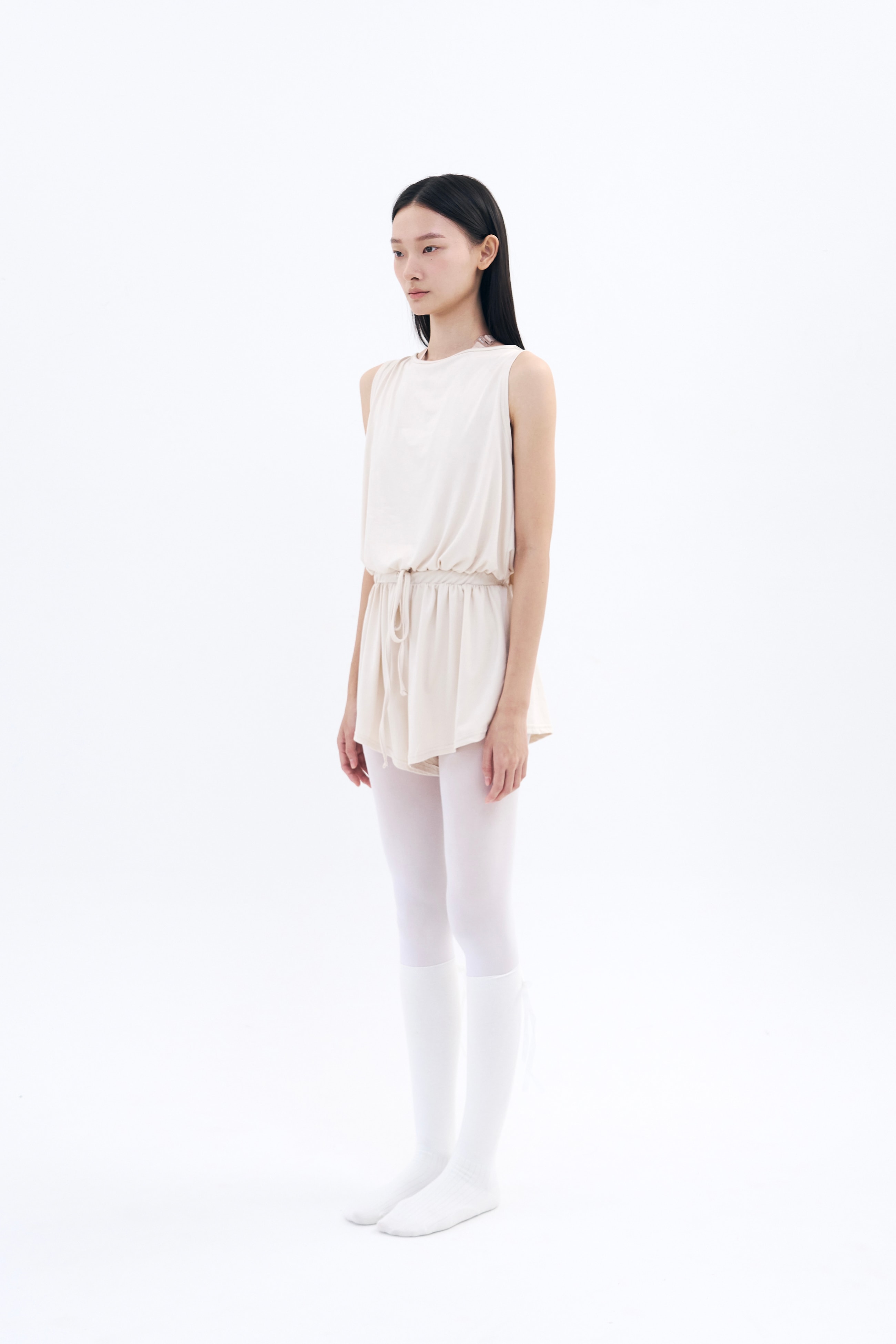Drape Back Romper _ Vanilla Cream
