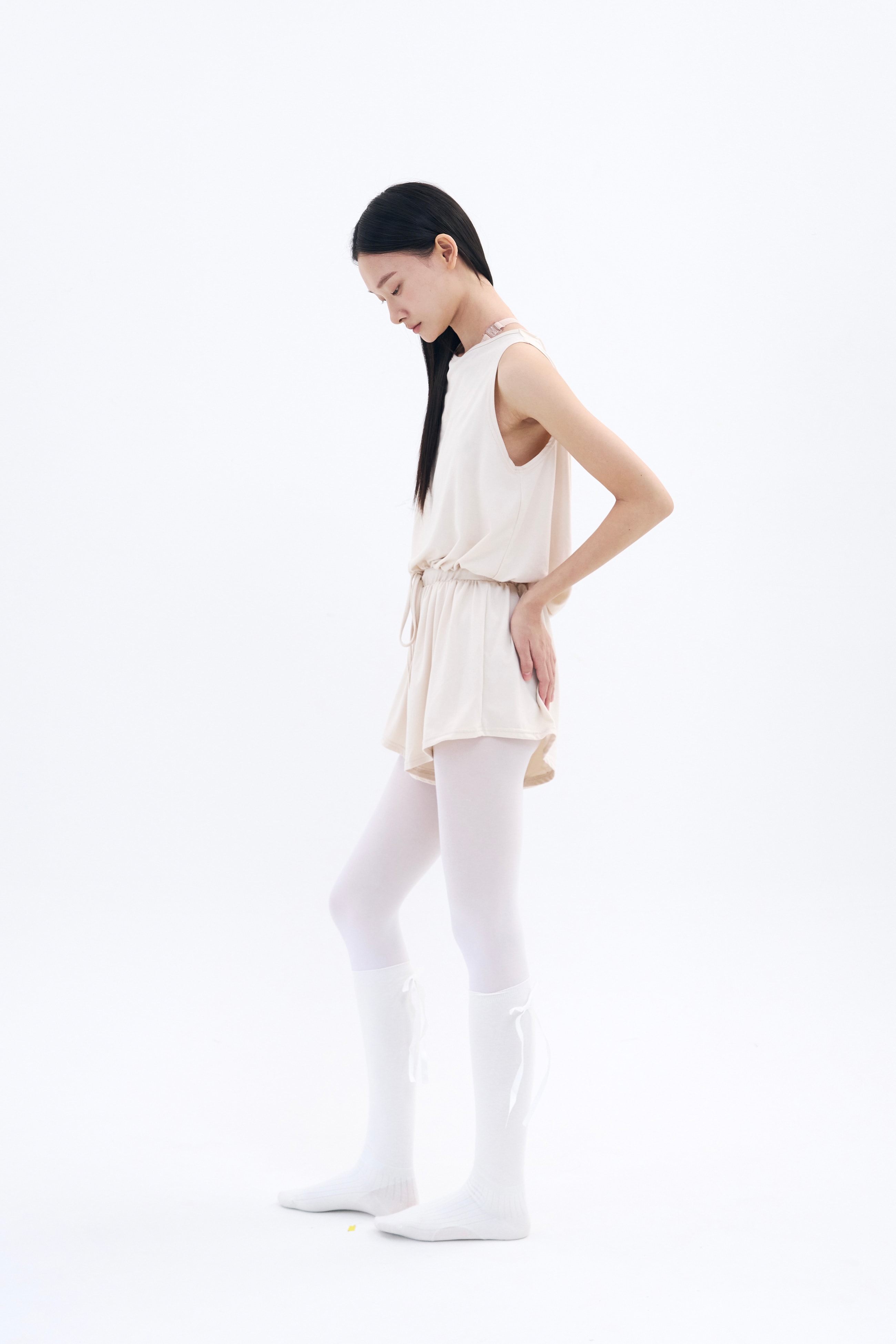 Drape Back Romper _ Vanilla Cream