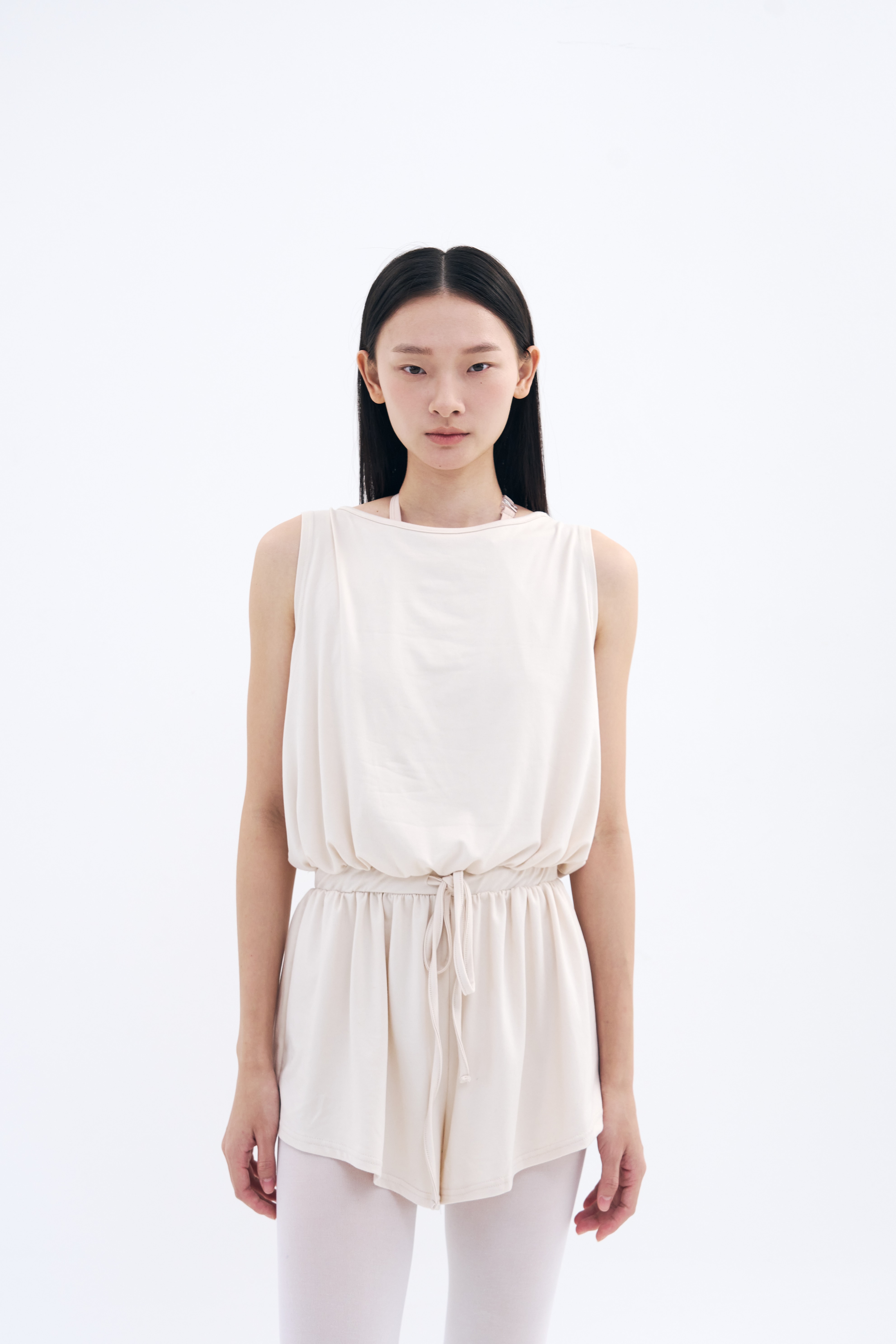 Drape Back Romper _ Vanilla Cream