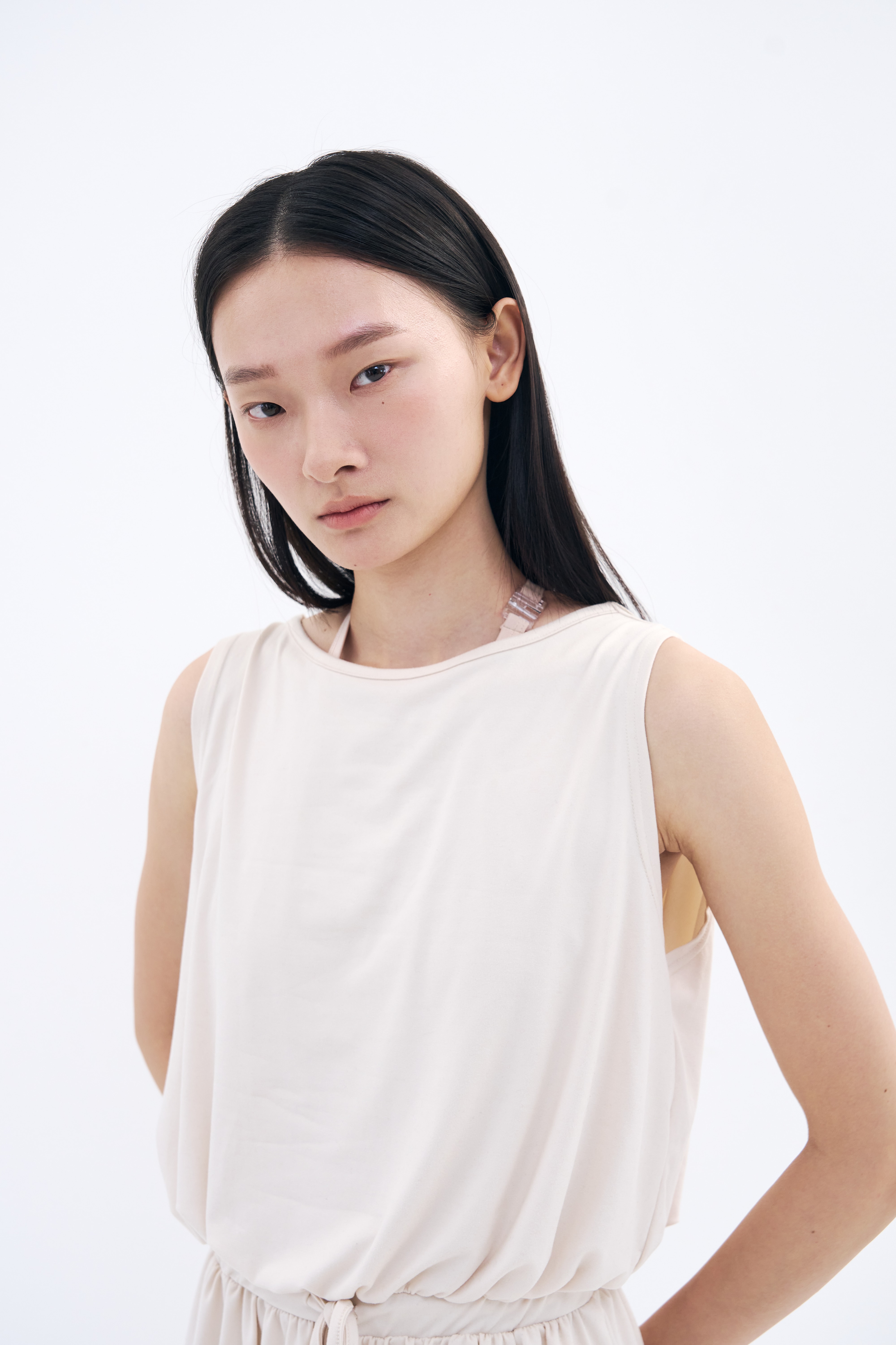 Drape Back Romper _ Vanilla Cream