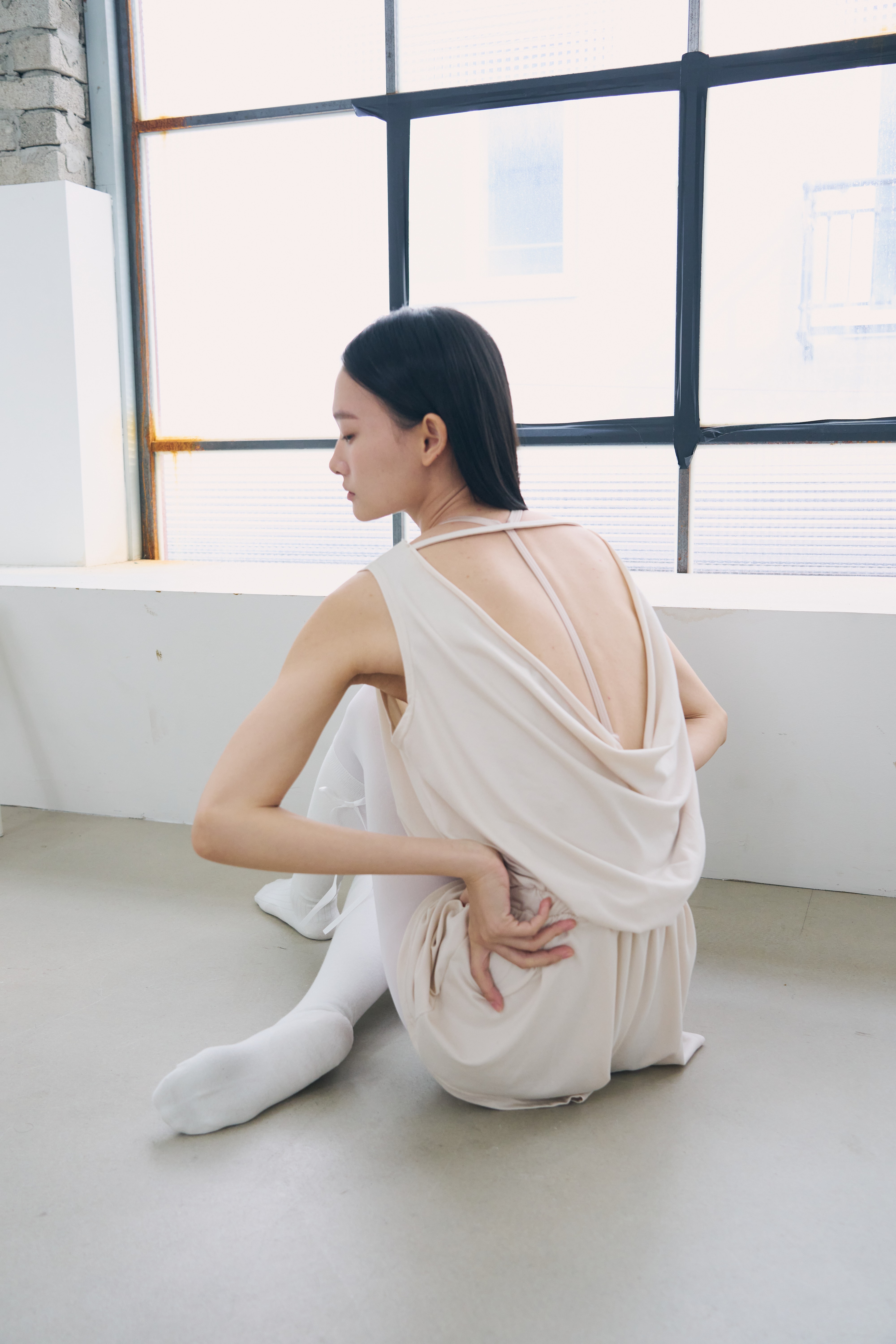Drape Back Romper _ Vanilla Cream