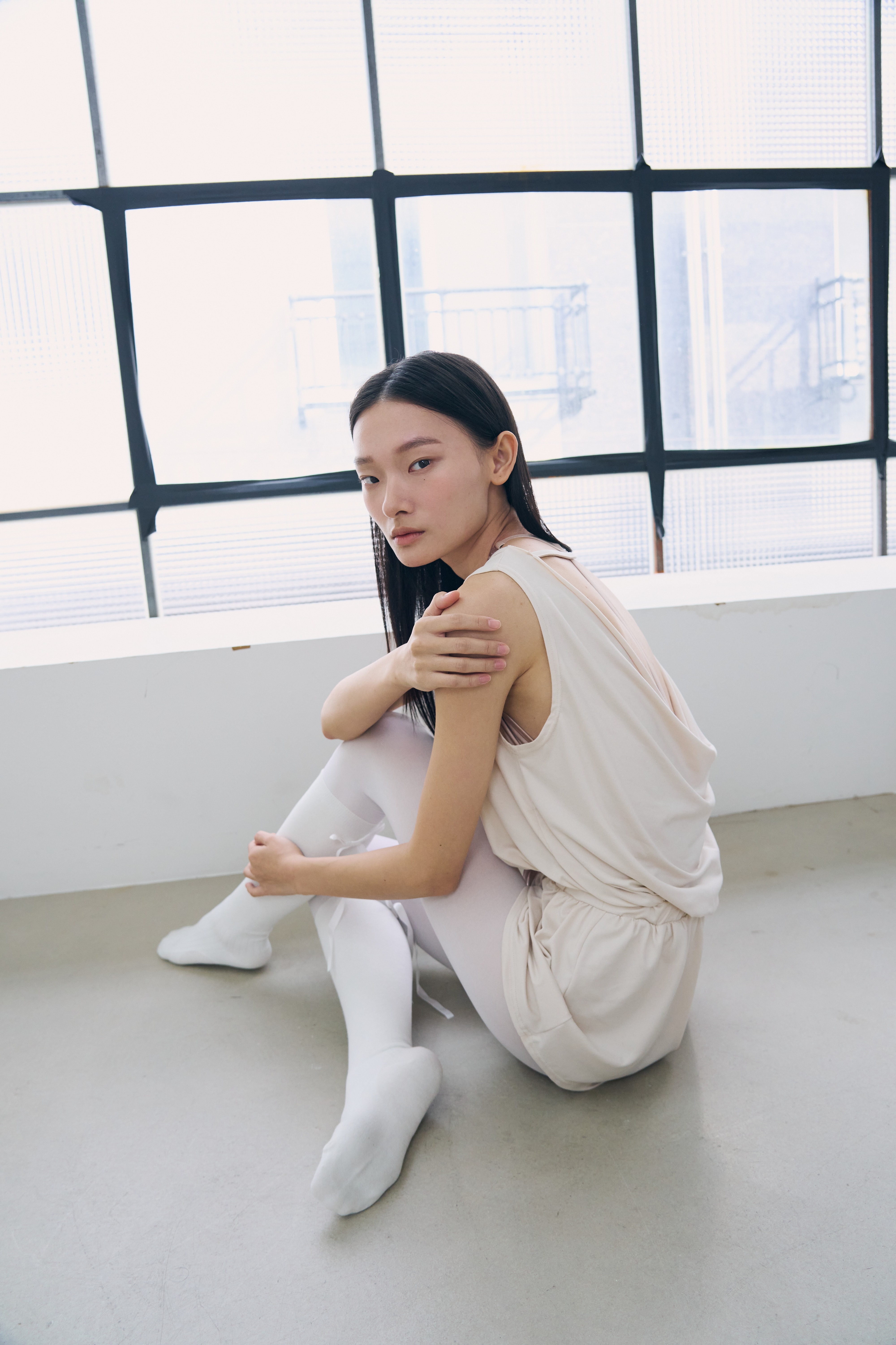 Drape Back Romper _ Vanilla Cream