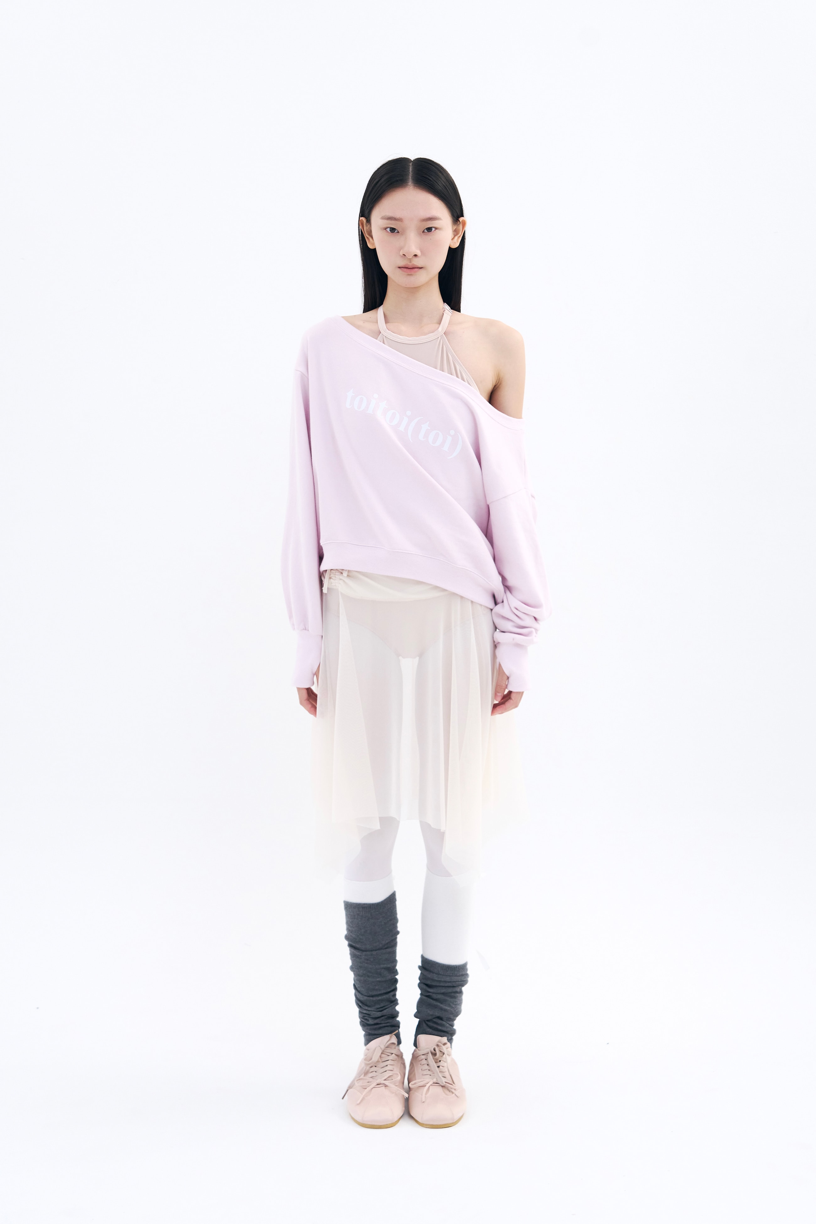 [Reorder|9월2째주 순차예약발송] Toitoi(toi) Drape Shoulder Sweatshirts _ Pale Pink