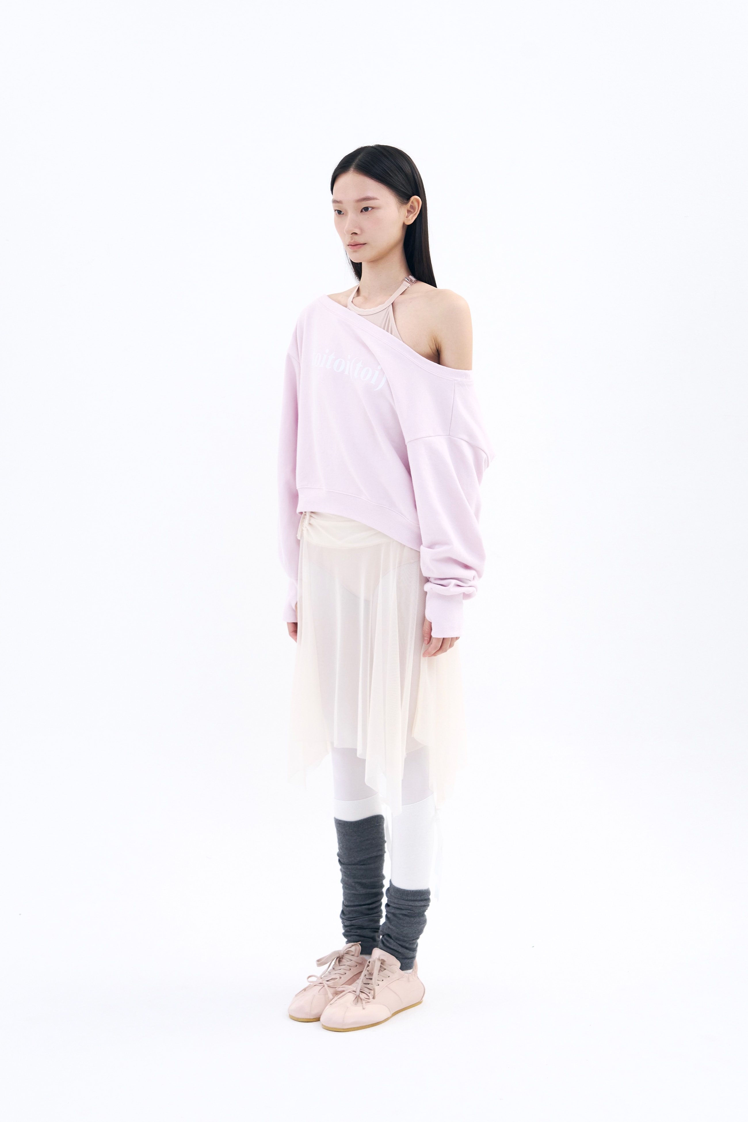 [Reorder|9월2째주 순차예약발송] Toitoi(toi) Drape Shoulder Sweatshirts _ Pale Pink