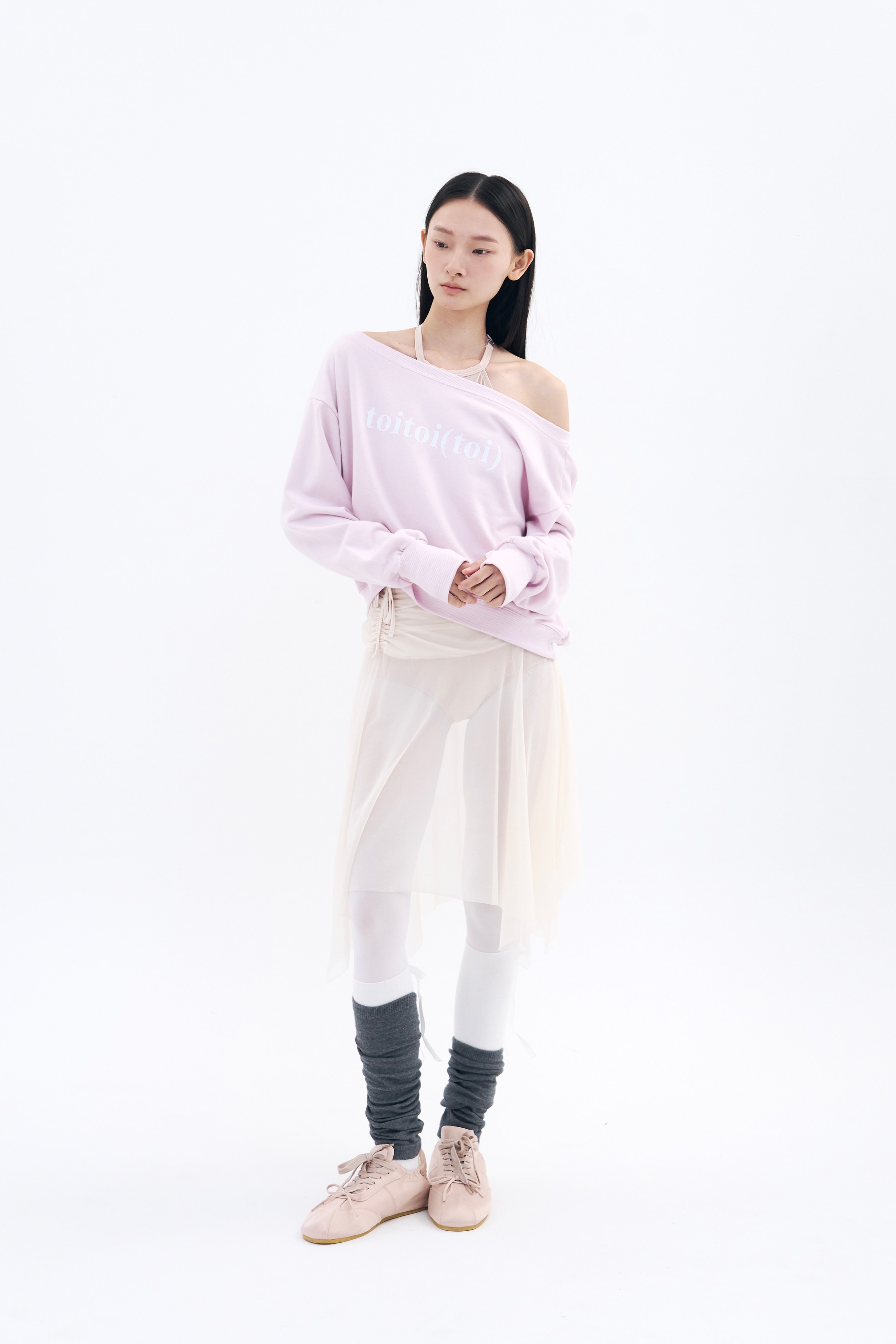 [Reorder|9월2째주 순차예약발송] Toitoi(toi) Drape Shoulder Sweatshirts _ Pale Pink
